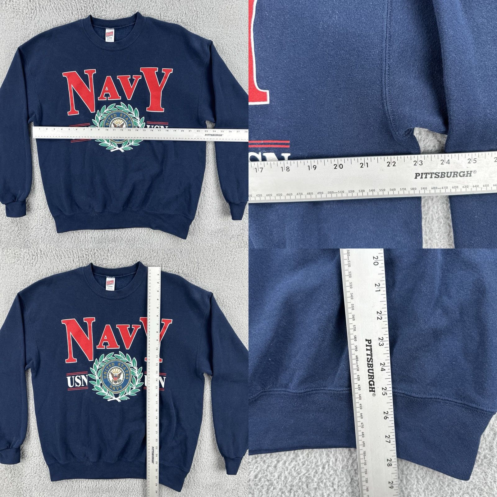 Soffe VINTAGE Soffe Sweatshirts Shirt Adult XL Blue United States Navy USN 90s Patriotic Mens PullOver Crewneck Sweatshirt Blue USA 90s Patriotic Size US XL / EU 56 / 4 - 8 Thumbnail