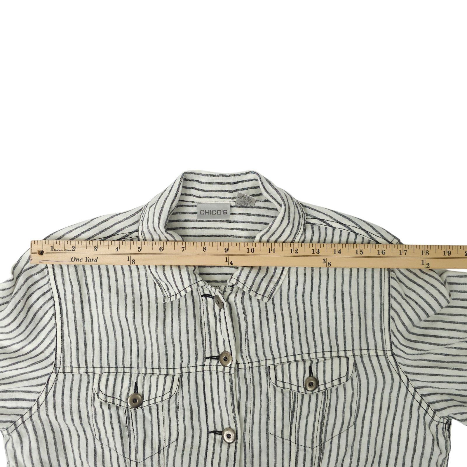 Chicos Chicos Striped Shirt Jacket 2 US L/12 Utility Workwear Size L / US 10 / IT 46 - 4 Thumbnail