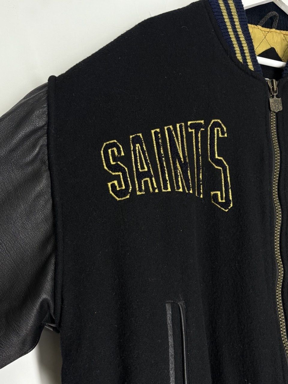 NFL Saints New Orleans Vintage 90s Wool Leather Varsity Jacket Size US XL / EU 56 / 4 - 12 Thumbnail