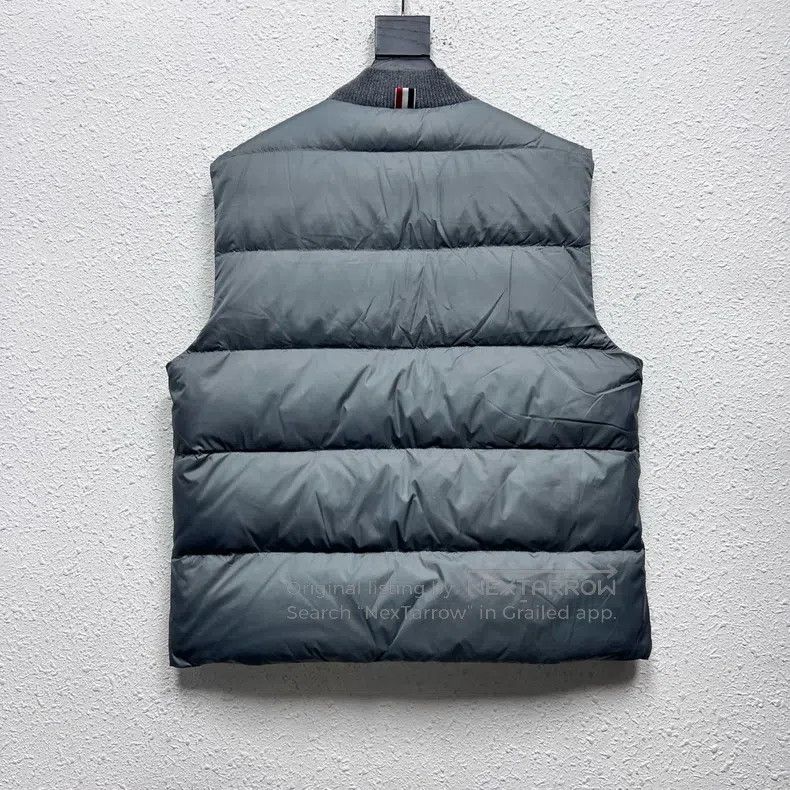 Thom Browne Thom Browne Solid Striped Down Vest Gray Size US L / EU 52-54 / 3 - 2 Thumbnail
