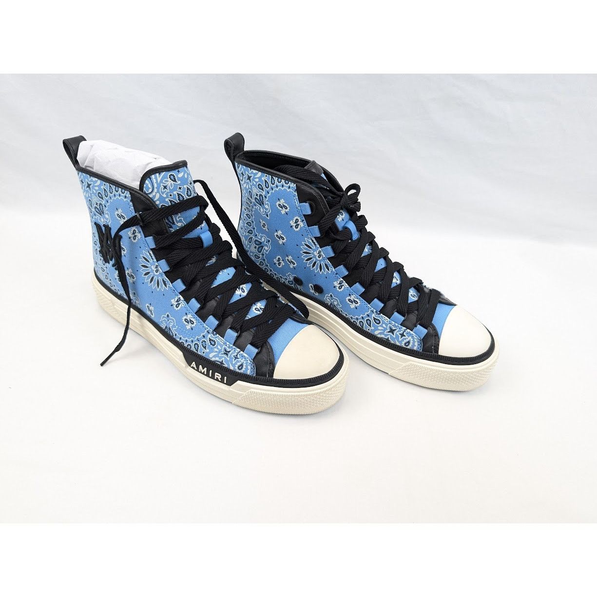 Amiri o1rshd1 Q:2 / Bandana Ma Court Hi-Top Sneakers Carolina Blue Size US 13 / EU 46 - 11 Thumbnail