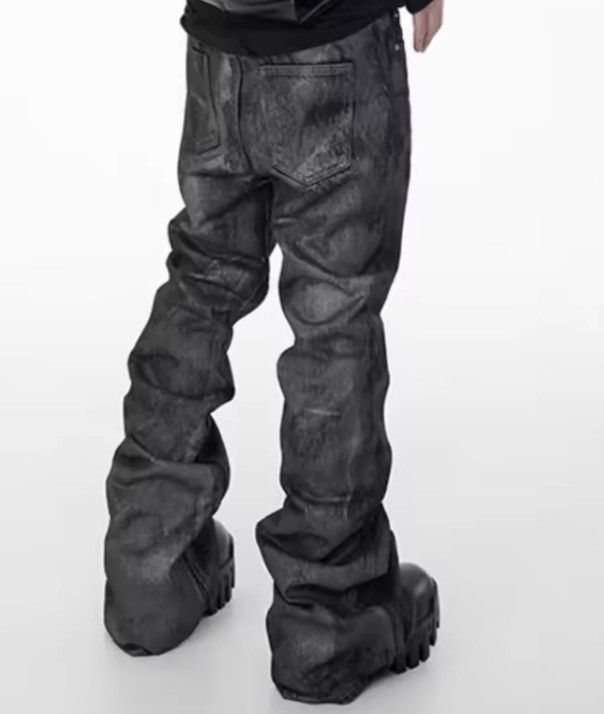 Japanese Brand Heavyweight washed and waxed micro flare hombre baggy jeans Size US 34 / EU 50 - 1 Thumbnail