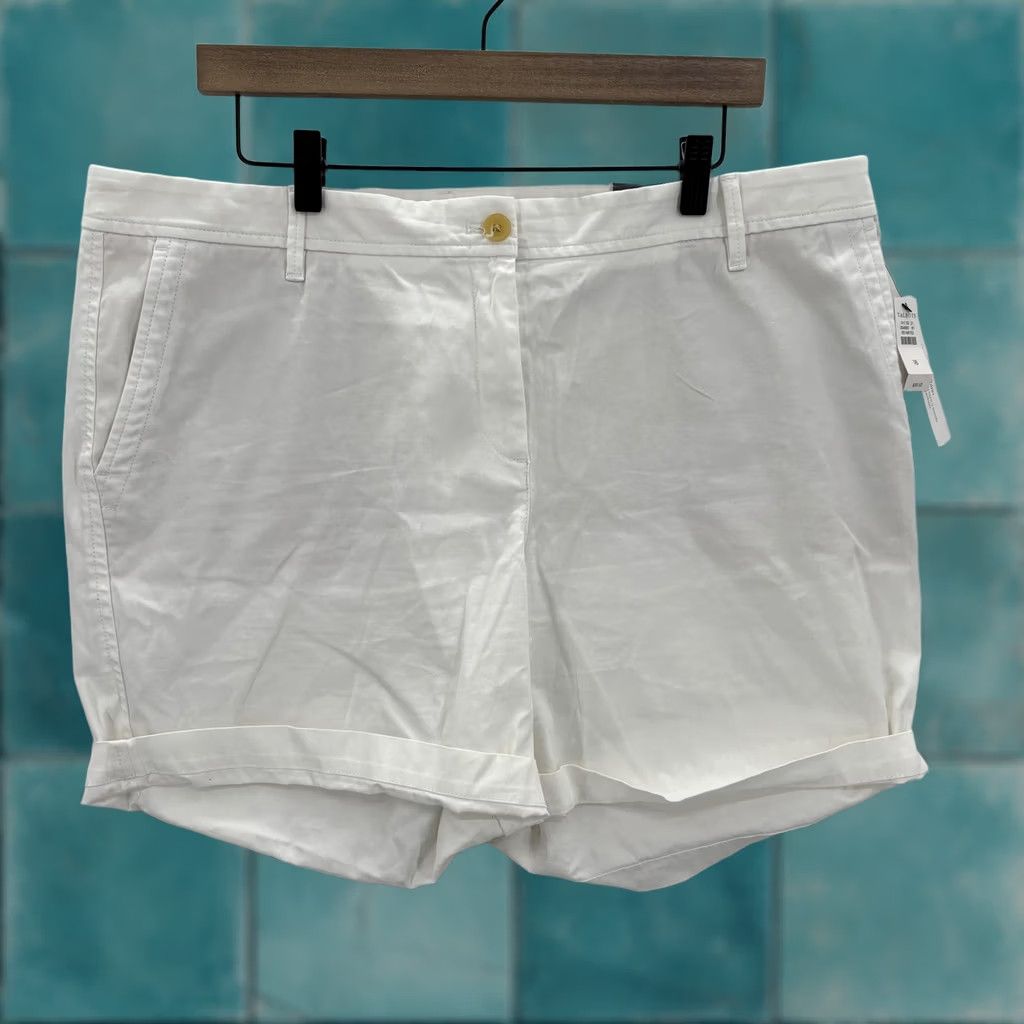 Talbots Talbots Relaxed Chino Shorts Womens 16 White Twill Supersoft Summer NWT Shorts Casual Cotton Spandex Size 38" / US 16 / IT 52 - 1 Thumbnail