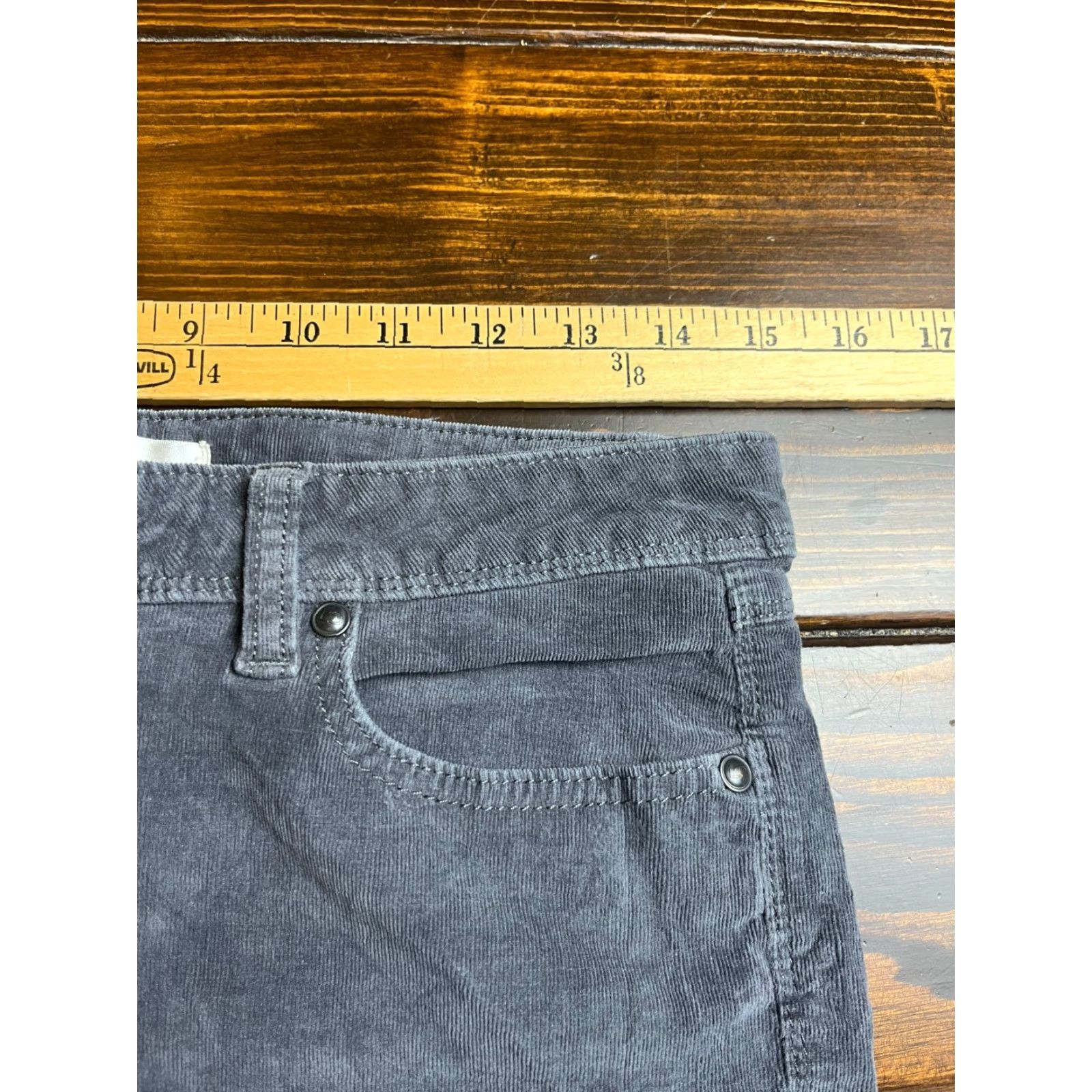 Vintage LC Lauren Conrad Pants Women's 6 Gray Corduroy Straight Pockets Regular Fit Chino Casual Fall Spring Summer Womens Size 28" / US 6 / IT 42 - 3 Thumbnail