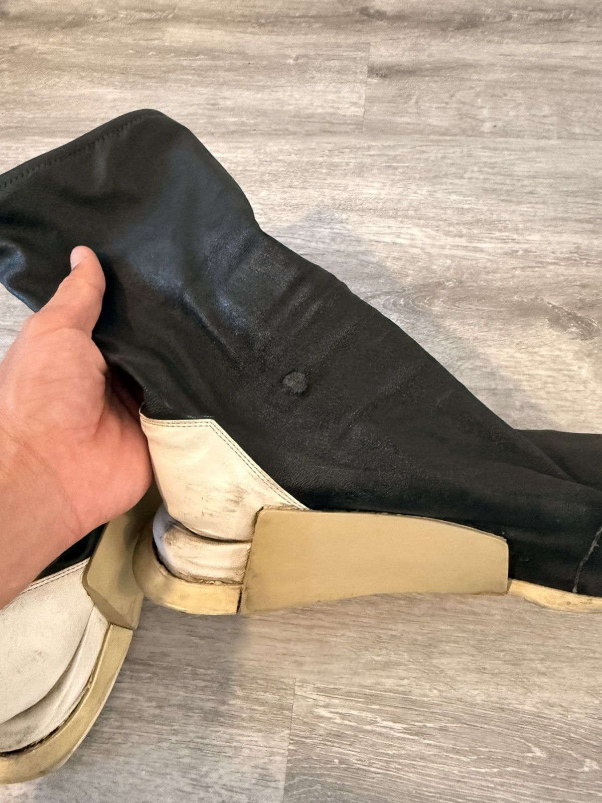 Rick Owens RICK OWENS + ADIDAS SS2017 LEATHER SOCK BOOT EU44 Size US 10.5 / EU 43-44 - 7 Thumbnail