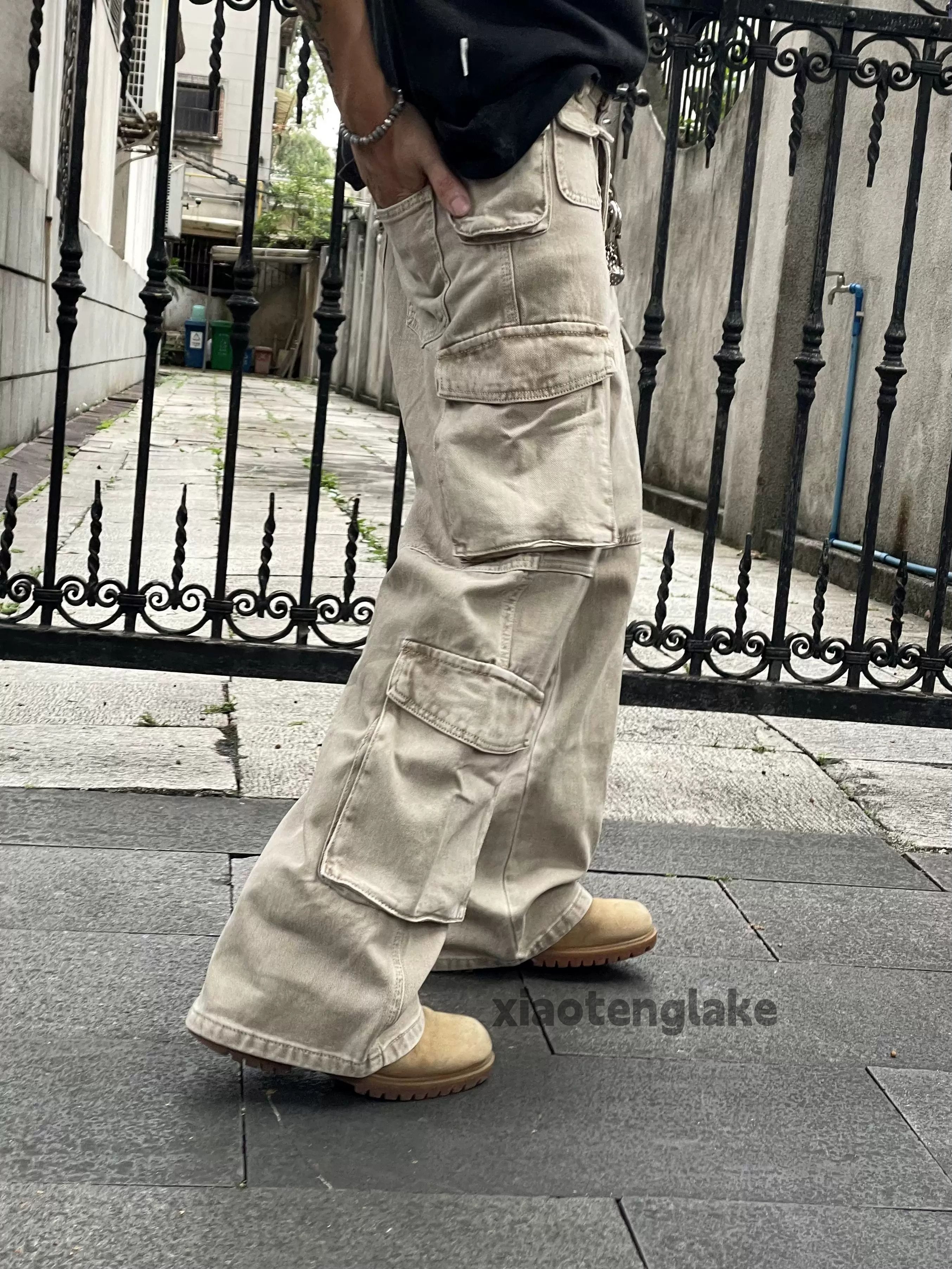 Designer × Japanese Brand × Vintage washed faded utility skate hiphop baggy cargo pants Size US 33 - 3 Thumbnail