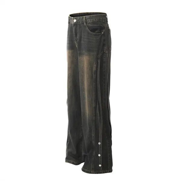 Japanese Brand VIBE Men's patchwork straight distressed washed jeans Size US 34 / EU 50 - 2 Thumbnail
