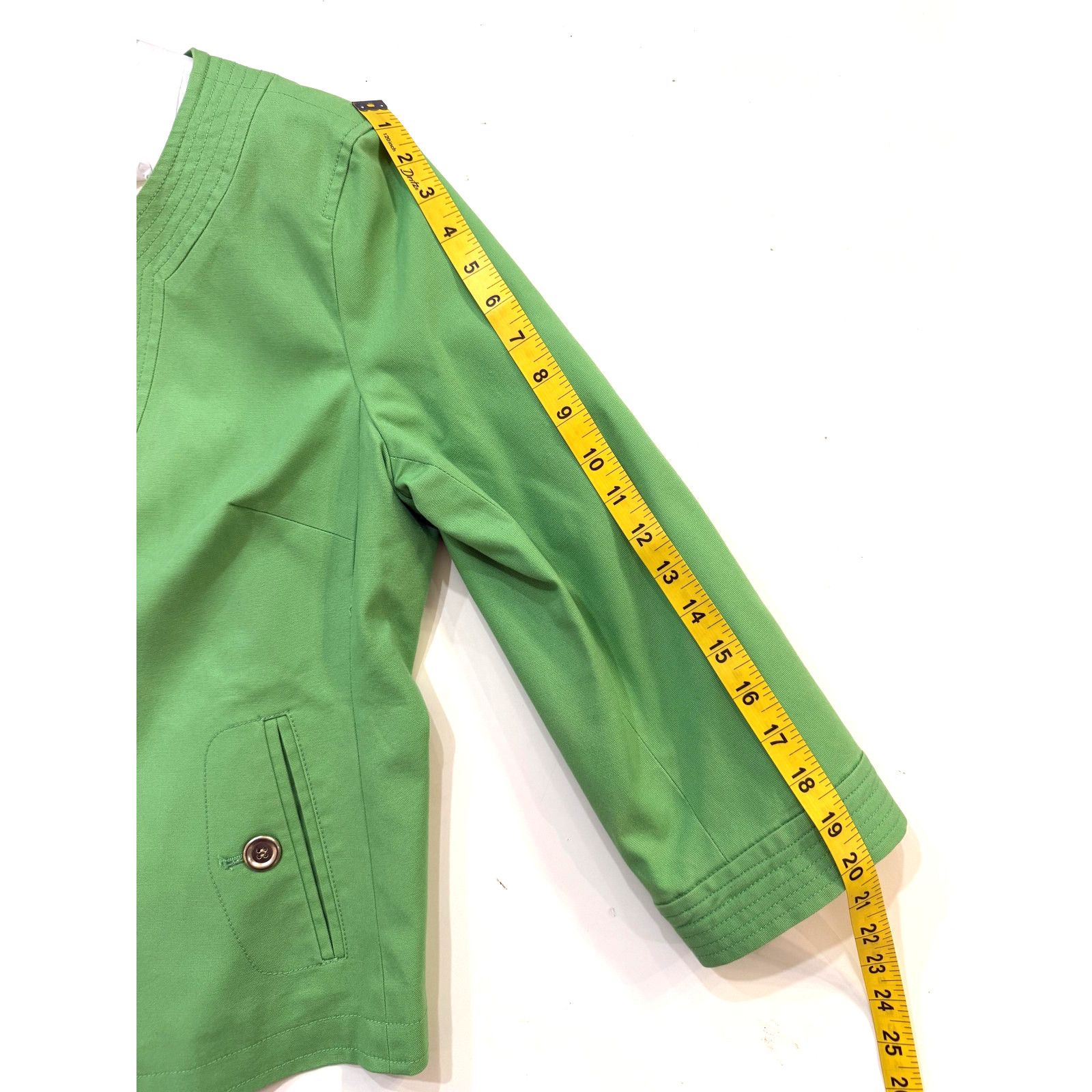 Robert Talbott Talbots Blazer Womens 16P Green Collarless Open Front Petite Size XXL / US 16-18 / IT 52-54 - 8 Thumbnail