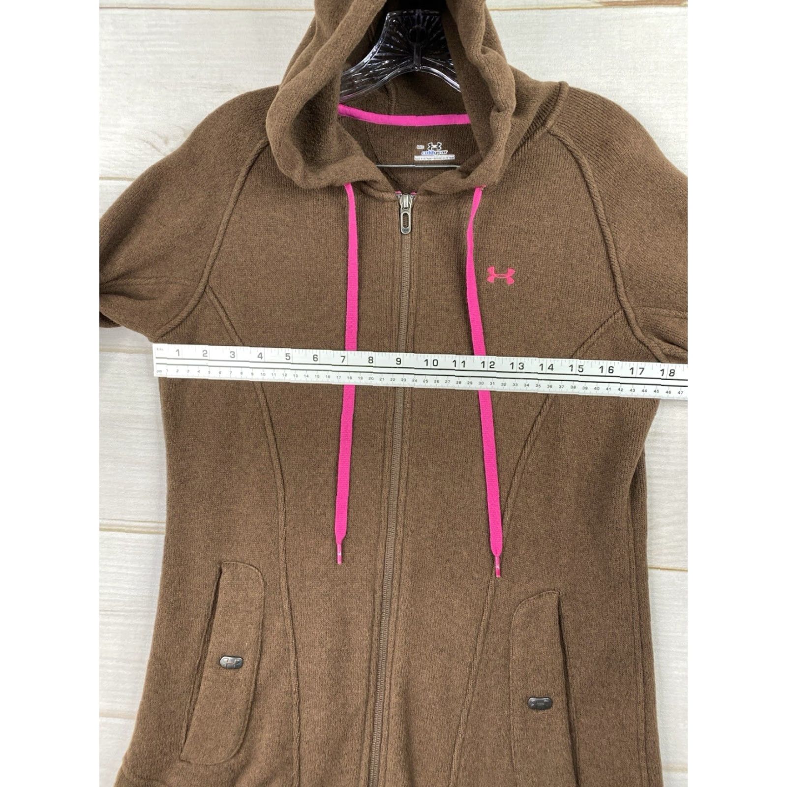 Under Armour Under Armour Hoodie Women M Brown Full Zip Fleece Pockets Cold Gear Knit Crew Neck Size M / US 6-8 / IT 42-44 - 5 Thumbnail