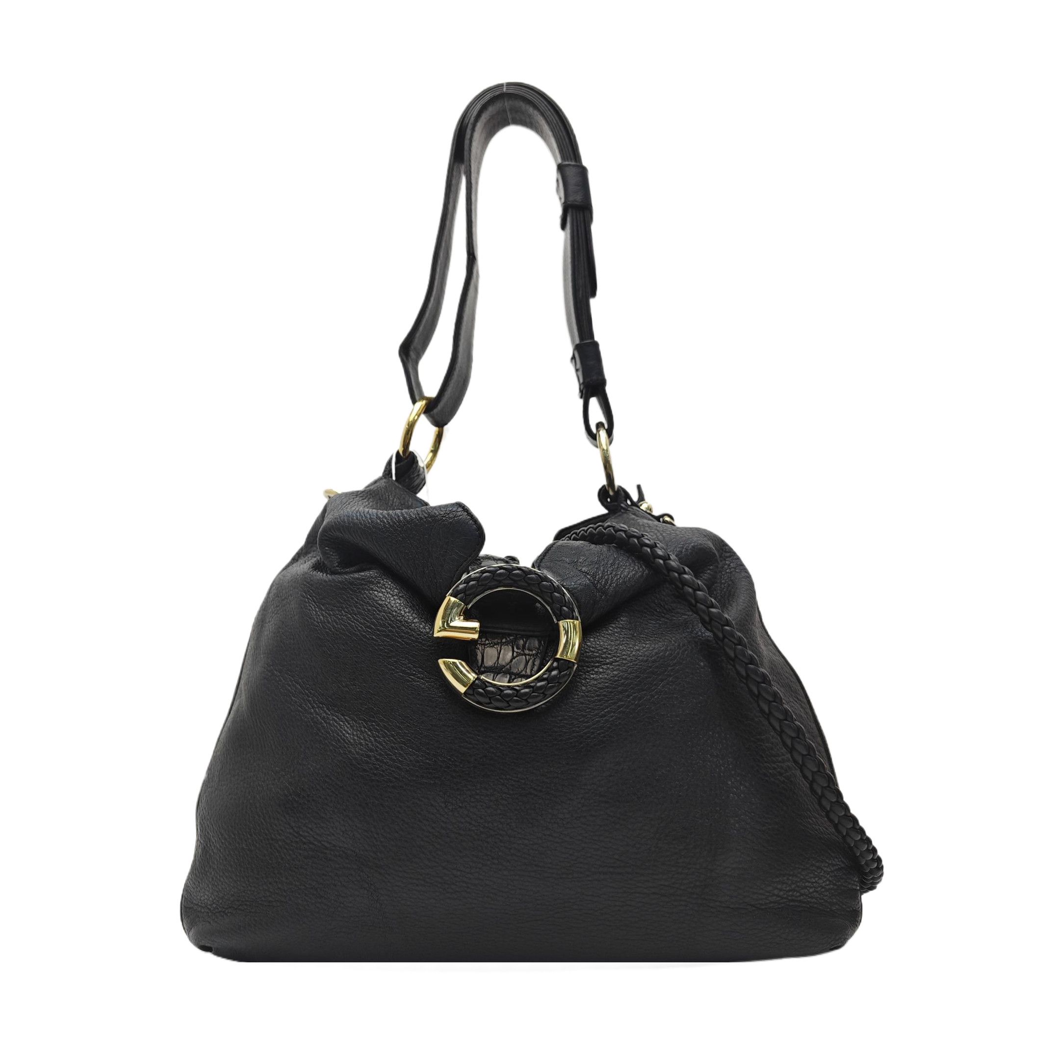 Gucci G Wave Black Leather Shoulder Bag One Size, Women's