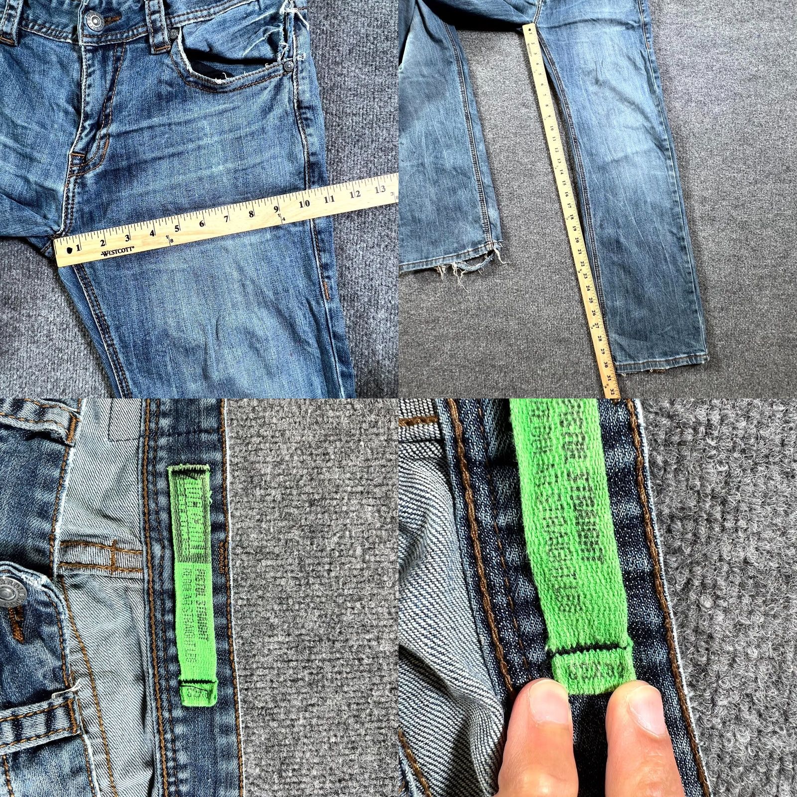 Denime Rock & Roll Cowboy Jeans Mens 32x34 Blue Denim Stretch Regular Fit Straight Leg Jeans Size US 32 / EU 48 - 9 Thumbnail