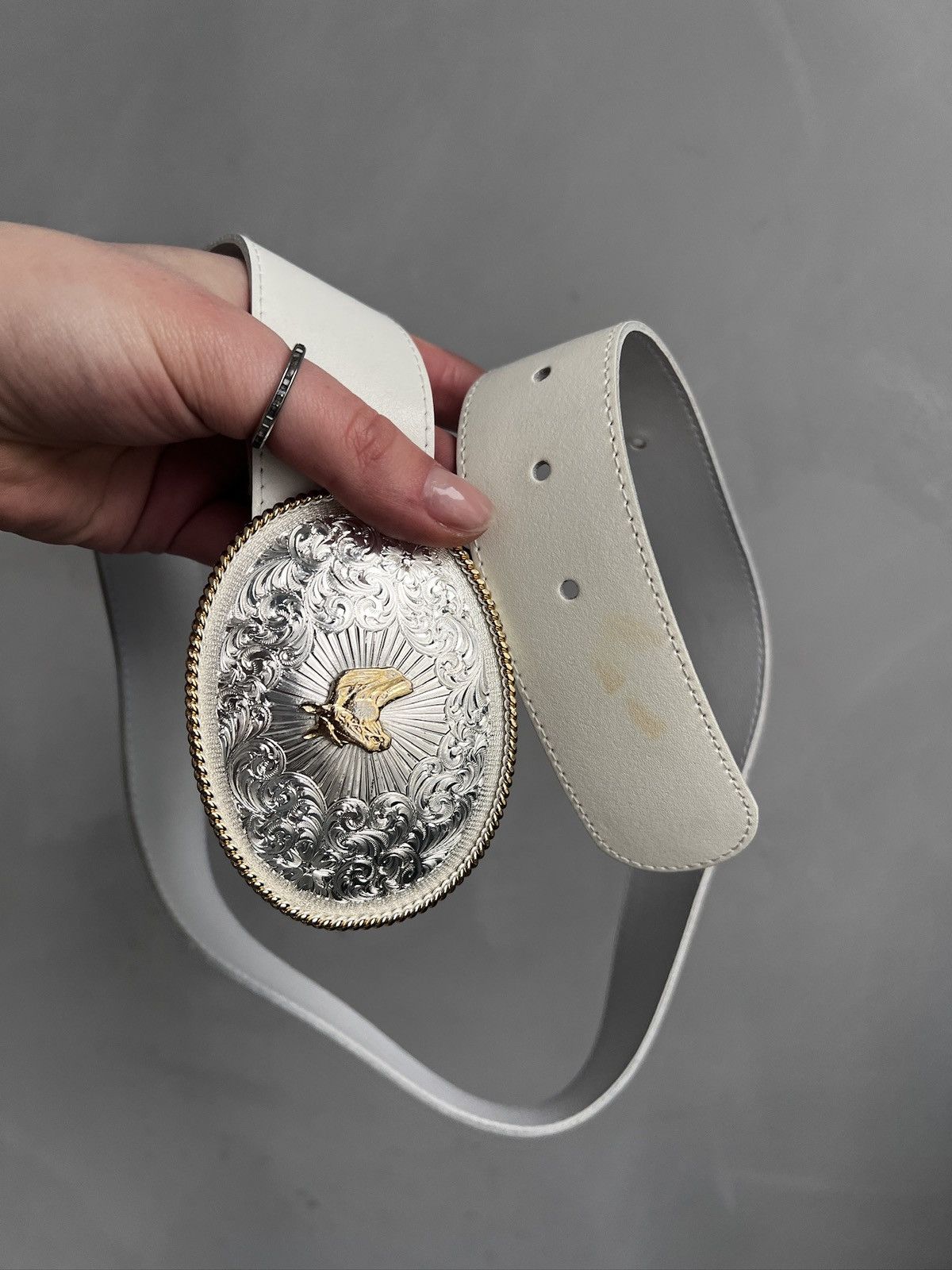 KMRii Rare kmrii style white leather belt western style y2k Size ONE SIZE - 7 Thumbnail