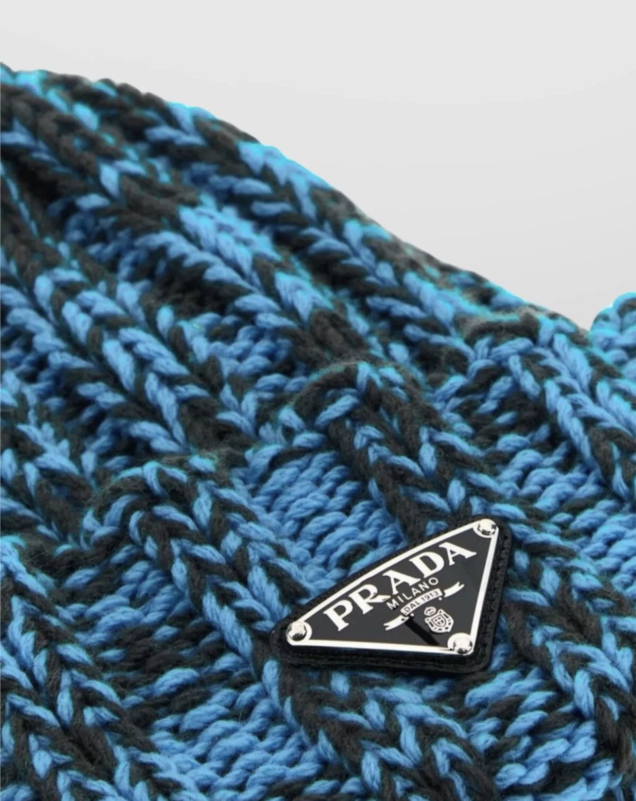 Prada 🔥 Prada x RAF Simons blue cashmere wool beanie knitted hat Size ONE SIZE - 1 Thumbnail