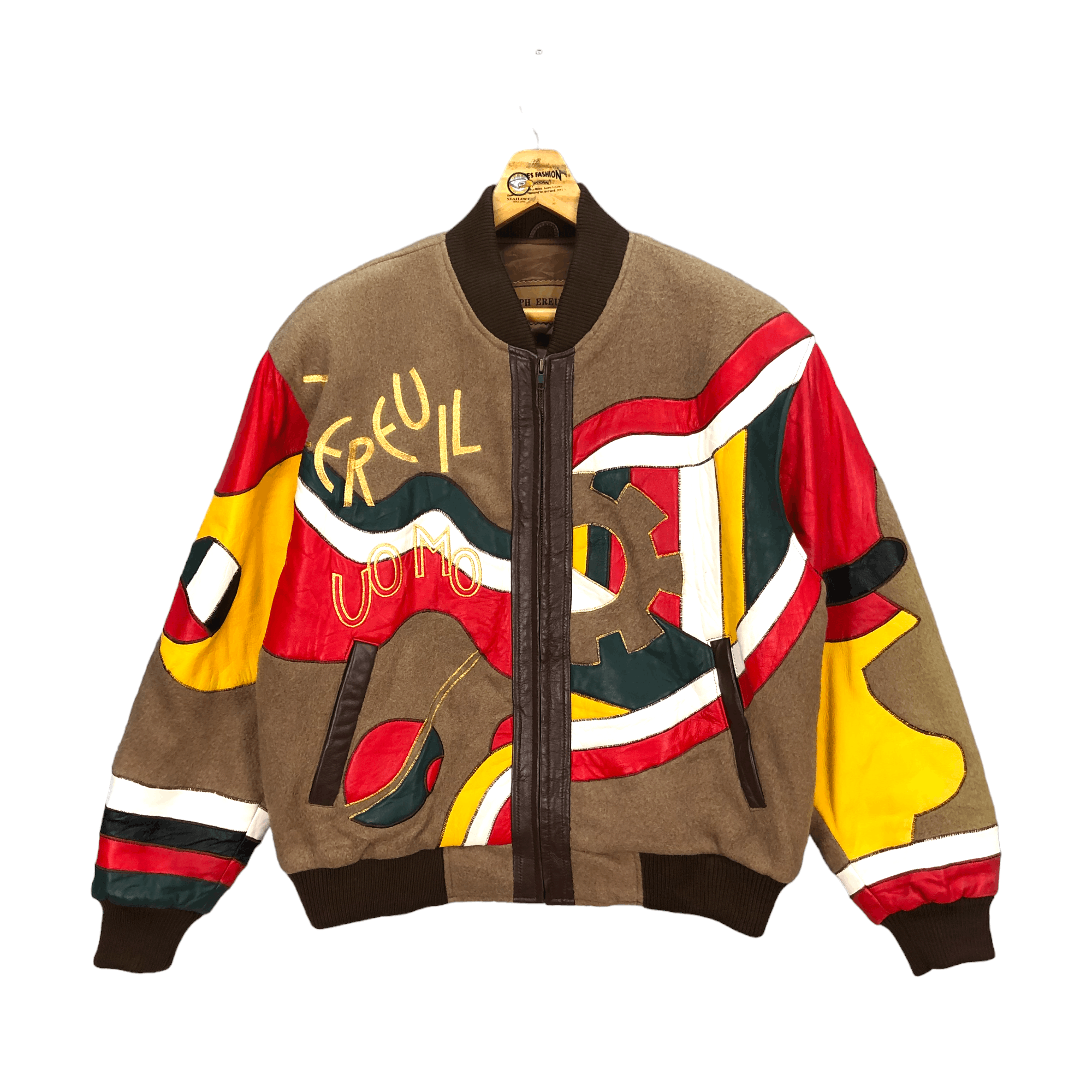 Japanese Brand JOSEPH EREUIL COLORFUL SHEEP LEATHER WOOL BOMBER #5764-206 Size US L / EU 52-54 / 3 - 1 Thumbnail