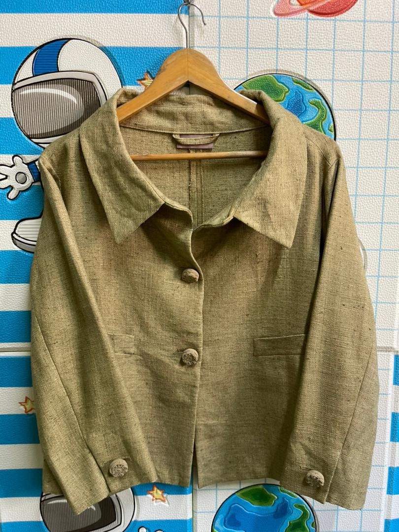 Romeo Gigli Romeo Gigli Textured Raw Silk/Linen Boxy Cropped Jacket Size L / US 10 / IT 46 - 1 Thumbnail