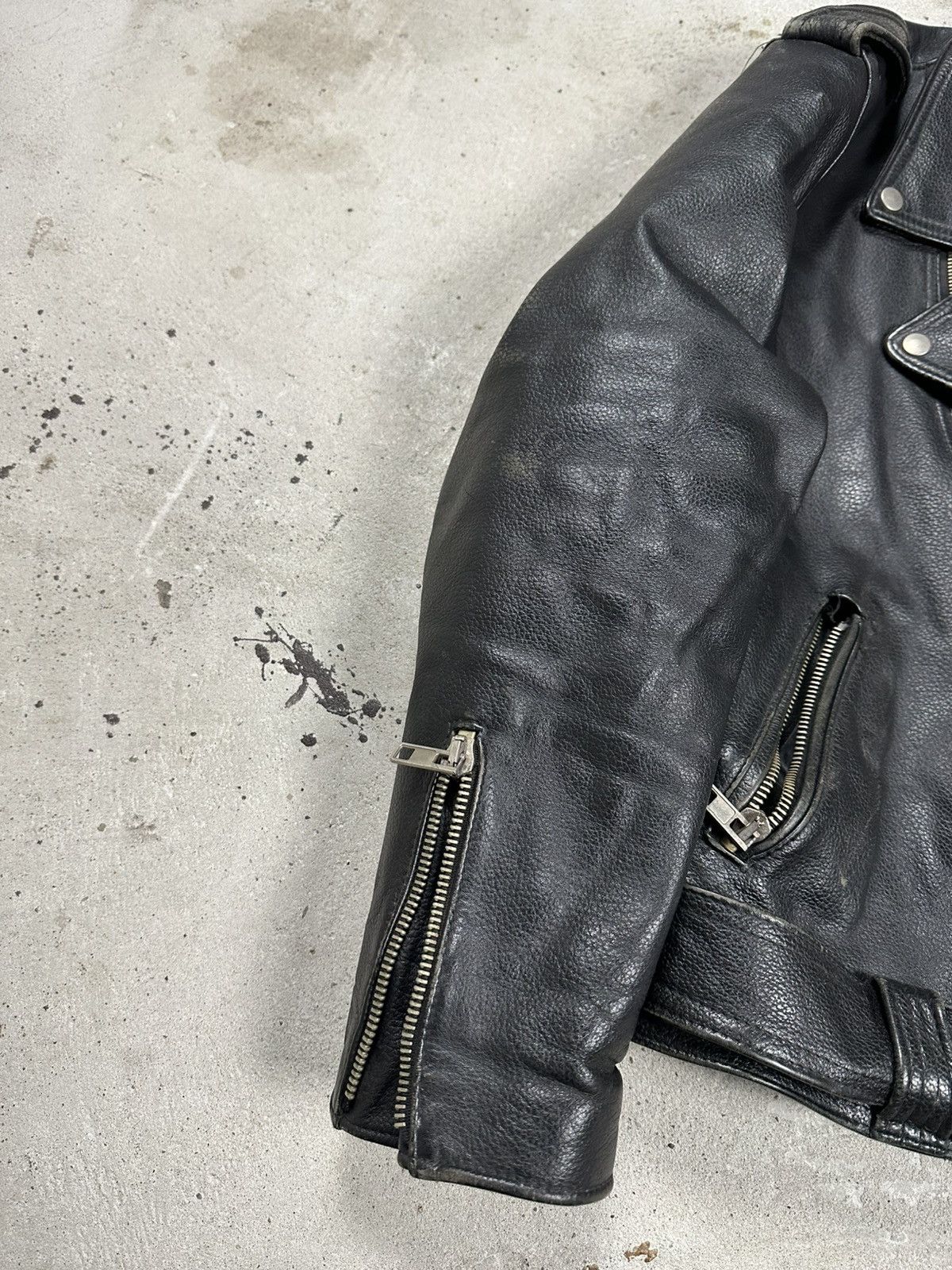 Genuine Leather × Vintage Vintage Y2K Ramones Black Moto Biker Leather Jacket Heavy Size US L / EU 52-54 / 3 - 3 Thumbnail