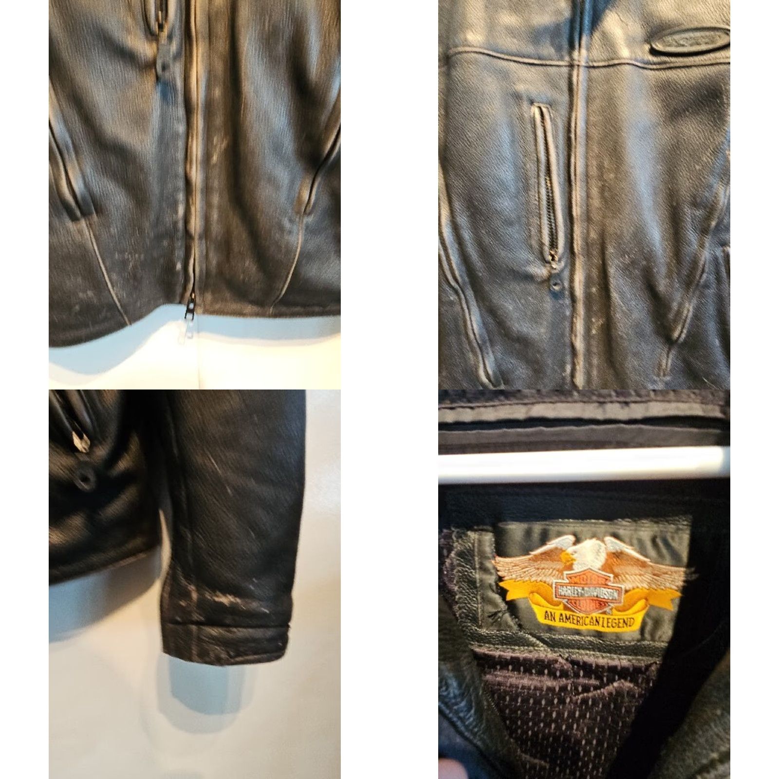 Harley Davidson VINTAGE Harley-Davidson Black Leather Motorcycle Biker BOMBER JACKET Mens Large FXRG Jacket Size US L / EU 52-54 / 3 - 8 Thumbnail