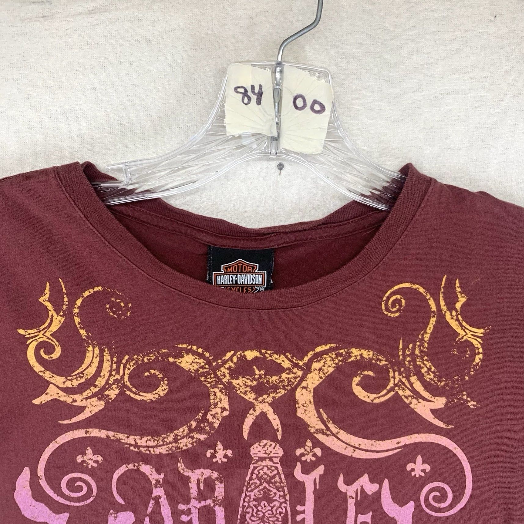 Harley Davidson Harley-Davidson Women's T-Shirt Large Casual Graphic Skull Sword Rusty Red Cotton Basic Summer Fall Spring Winter Size L / US 10 / IT 46 - 4 Thumbnail