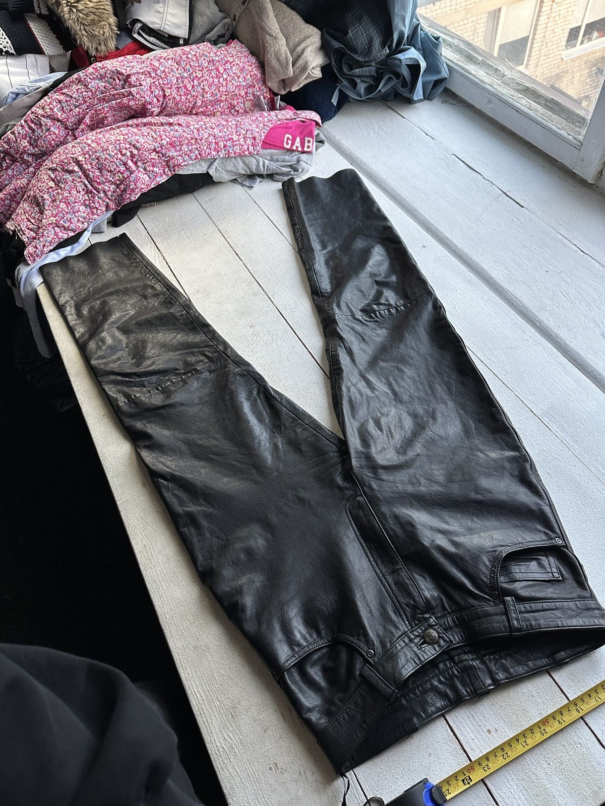 Leather 🚨GRAIL LEATHER PANTS RACING VNTG Cowboy Biker Leather Pants Size US 30 / EU 46 - 2 Thumbnail