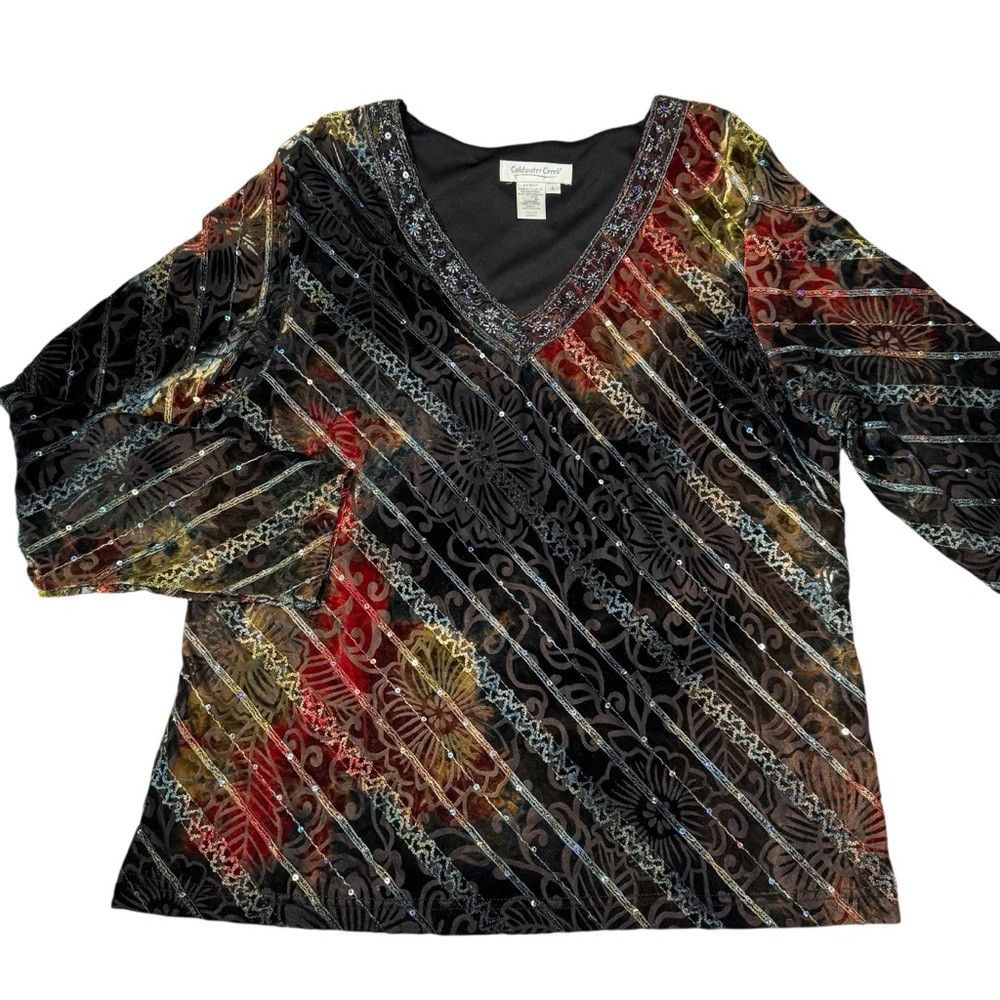 Coldwater Creek New Coldwater Creek Velvet Burnout Long Sleeve Top Size L Size L / US 10 / IT 46 - 5 Thumbnail