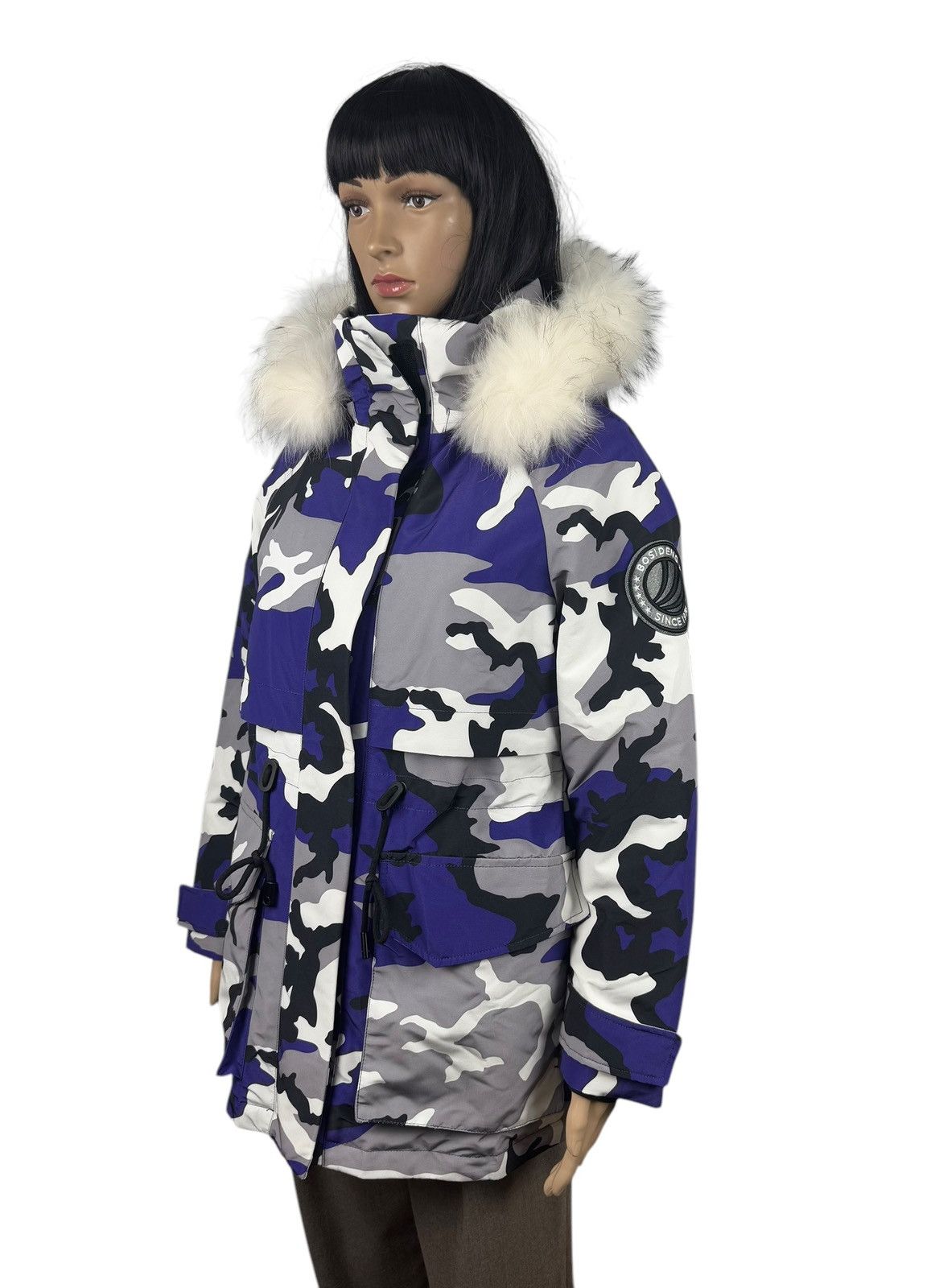 Designer Bosideng Camouflage Extreme Cold Down Parka Fur Trim Hooded Size S / US 4 / IT 40 - 4 Thumbnail