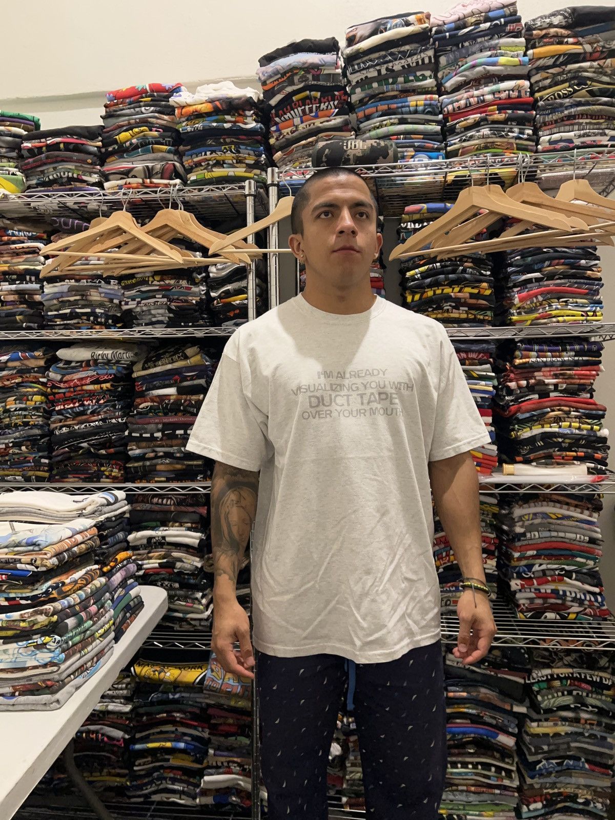Vintage 2000s I’m Already Visualizing You With Duct Tape Quote Tee Size US XL / EU 56 / 4 - 2 Thumbnail