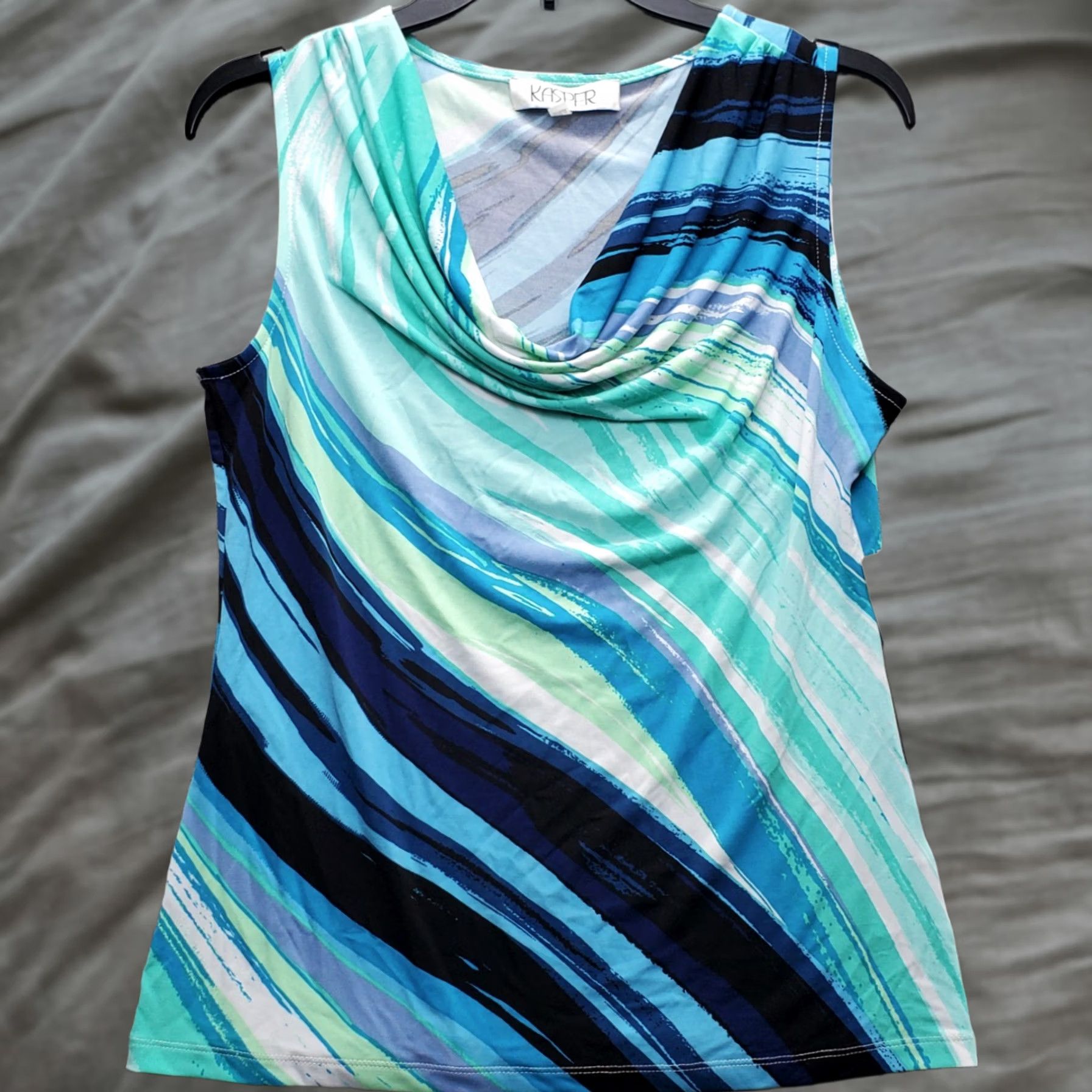 Kasper Kasper Blouse Top Womens S Multicolor Swirl Print Stretch Cowl Neck Pullover Shirt Size S / US 4 / IT 40 - 1 Thumbnail