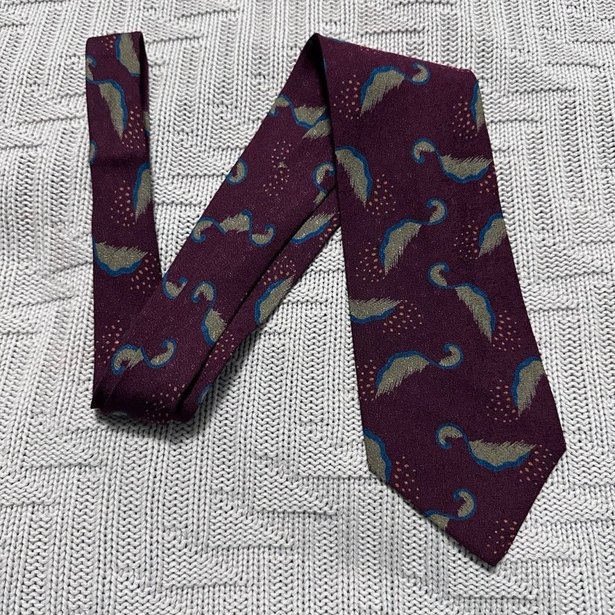 Armani Collezioni Vintage Armani maroon feather print silk tie Size ONE SIZE - 1 Thumbnail