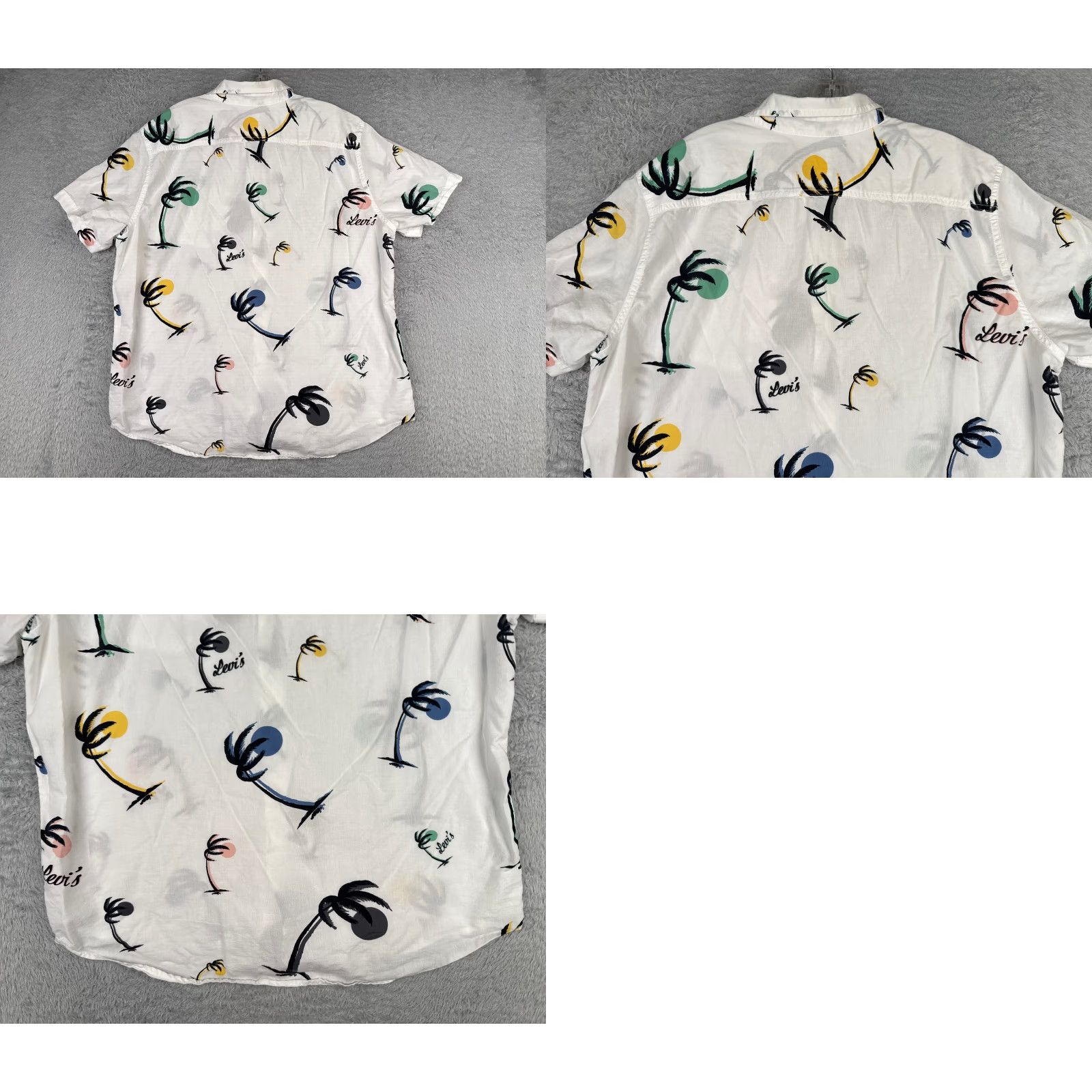 Levi's VINTAGE Levis Shirt Men Extra Large White Palm Tree Sunset Hawaiian Button Up Cotton Size US XL / EU 56 / 4 - 9 Thumbnail