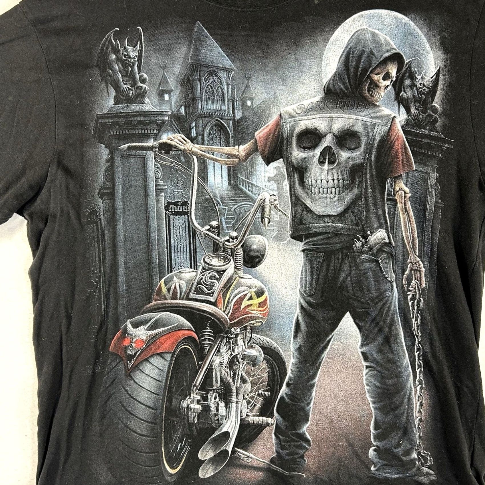 Vintage Spiral Direct Graphic Print T-shirt Mens Large Biker Motorcycle Skull Black Tee Size US L / EU 52-54 / 3 - 3 Thumbnail