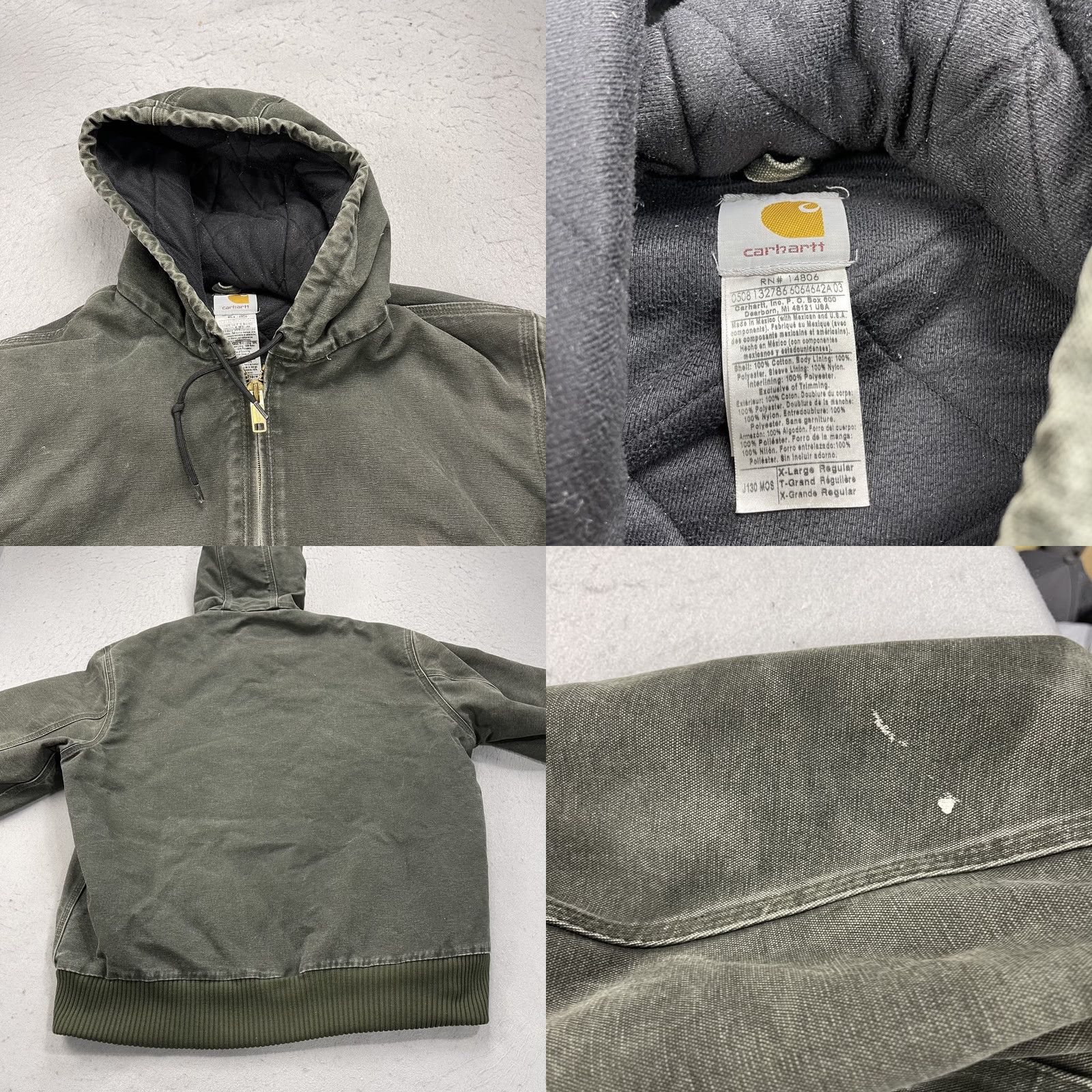 Carhartt VINTAGE Carhartt Jacket Mens XL Green J130 Hooded Distressed Workwear 90s USA Bomber Jacket Mens XS? Size US XL / EU 56 / 4 - 8 Thumbnail