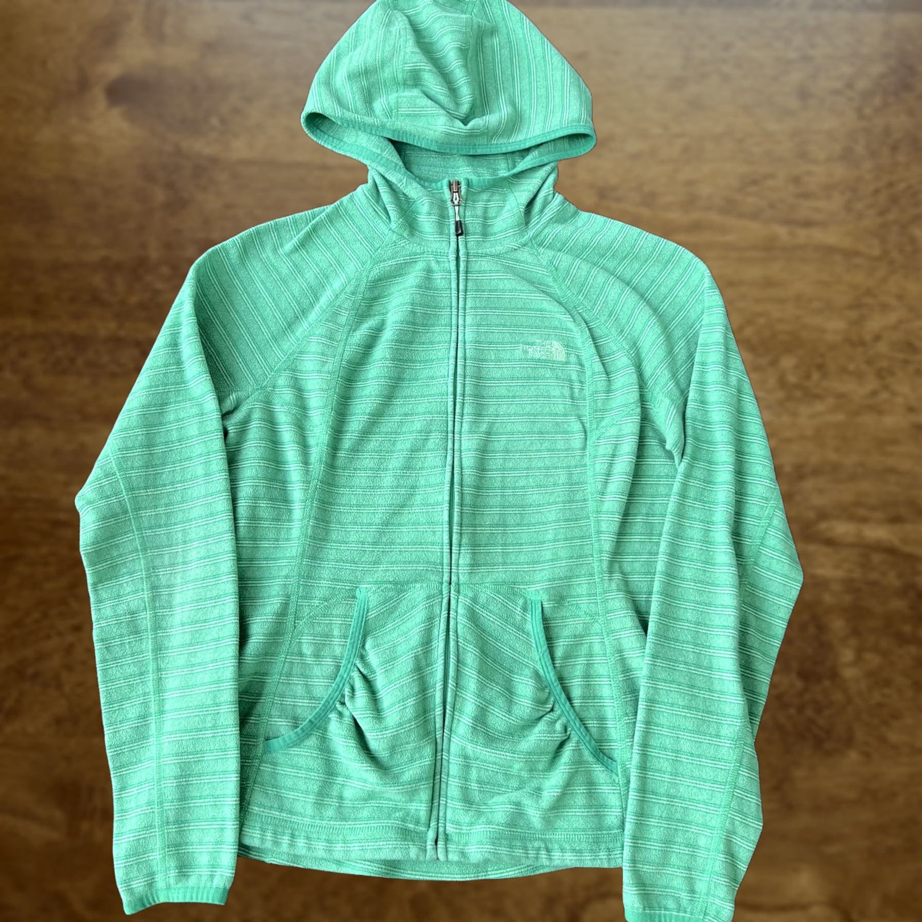 The North Face The North Face Jacket Womens Medium Green Full Zip Fleece Hoodie Textured Stripe Size M / US 6-8 / IT 42-44 - 1 Thumbnail