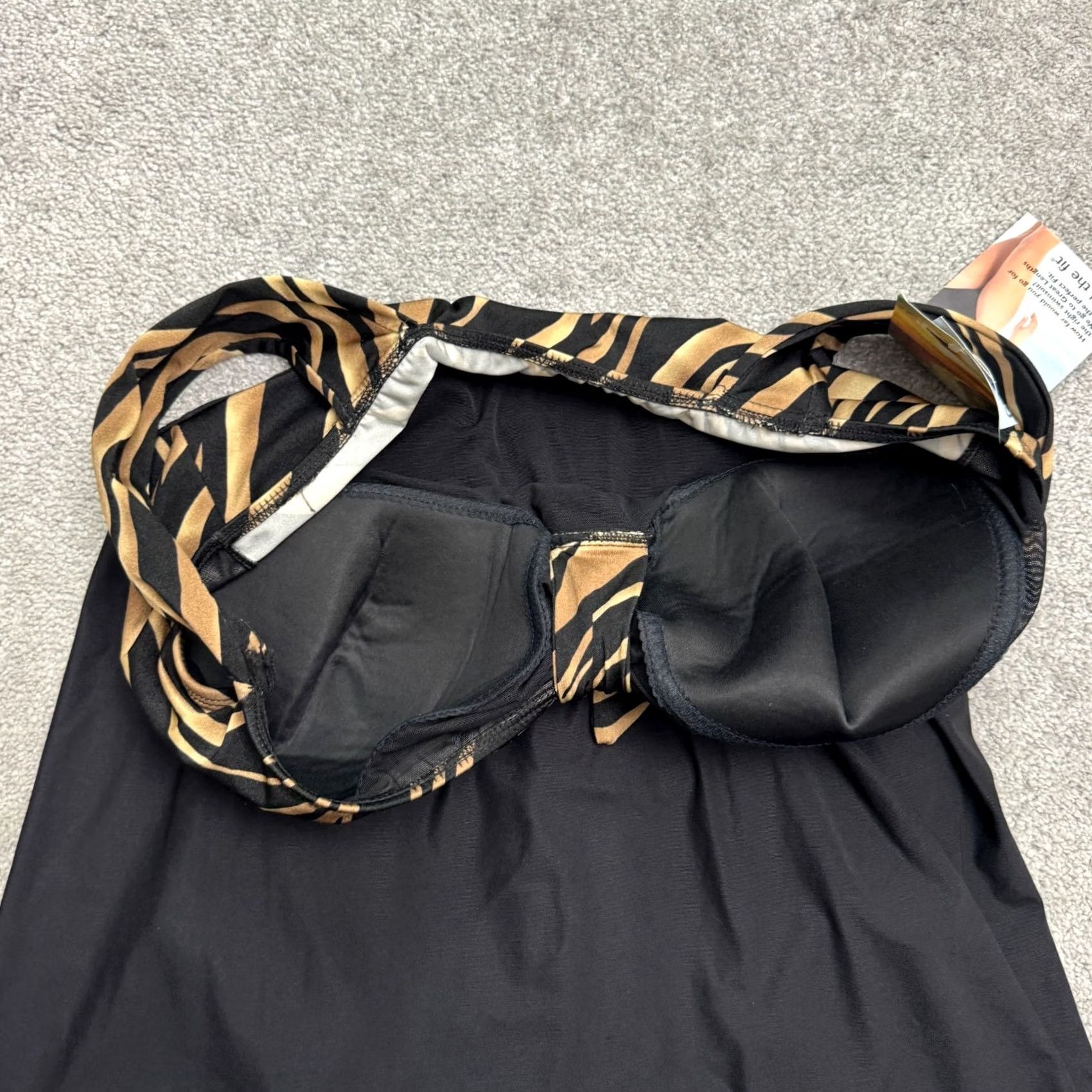 Vintage Great Lengths Black Animal Print One Piece Dress Swimsuit 22W NWT Tummy Control Plus Size Women Size 3XL / US 20-22 - 3 Thumbnail