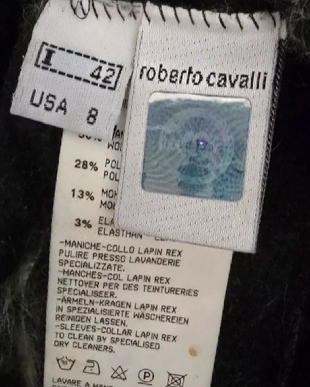 Roberto Cavalli REX RABBIT FUR HIGH NECK BELTED CROPED JACKET Size M / US 6-8 / IT 42-44 - 4 Thumbnail