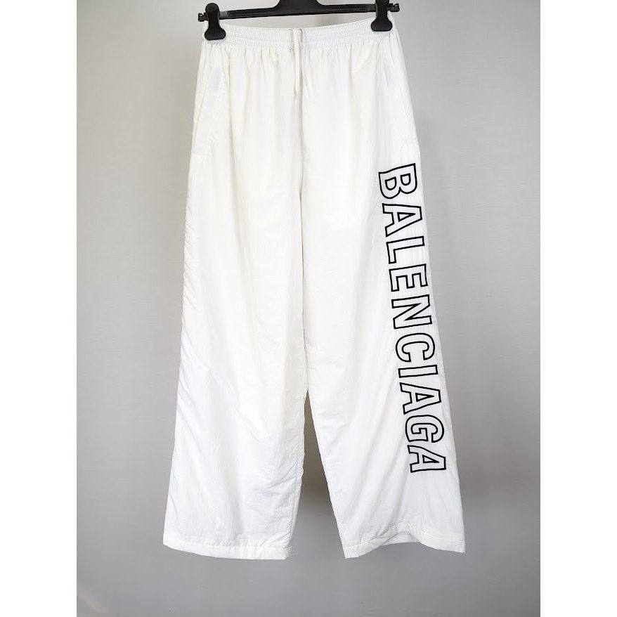 Balenciaga o1rshd1 Light Track Nylon Tracksuit Pants in White Size US 32 / EU 48 - 1 Thumbnail