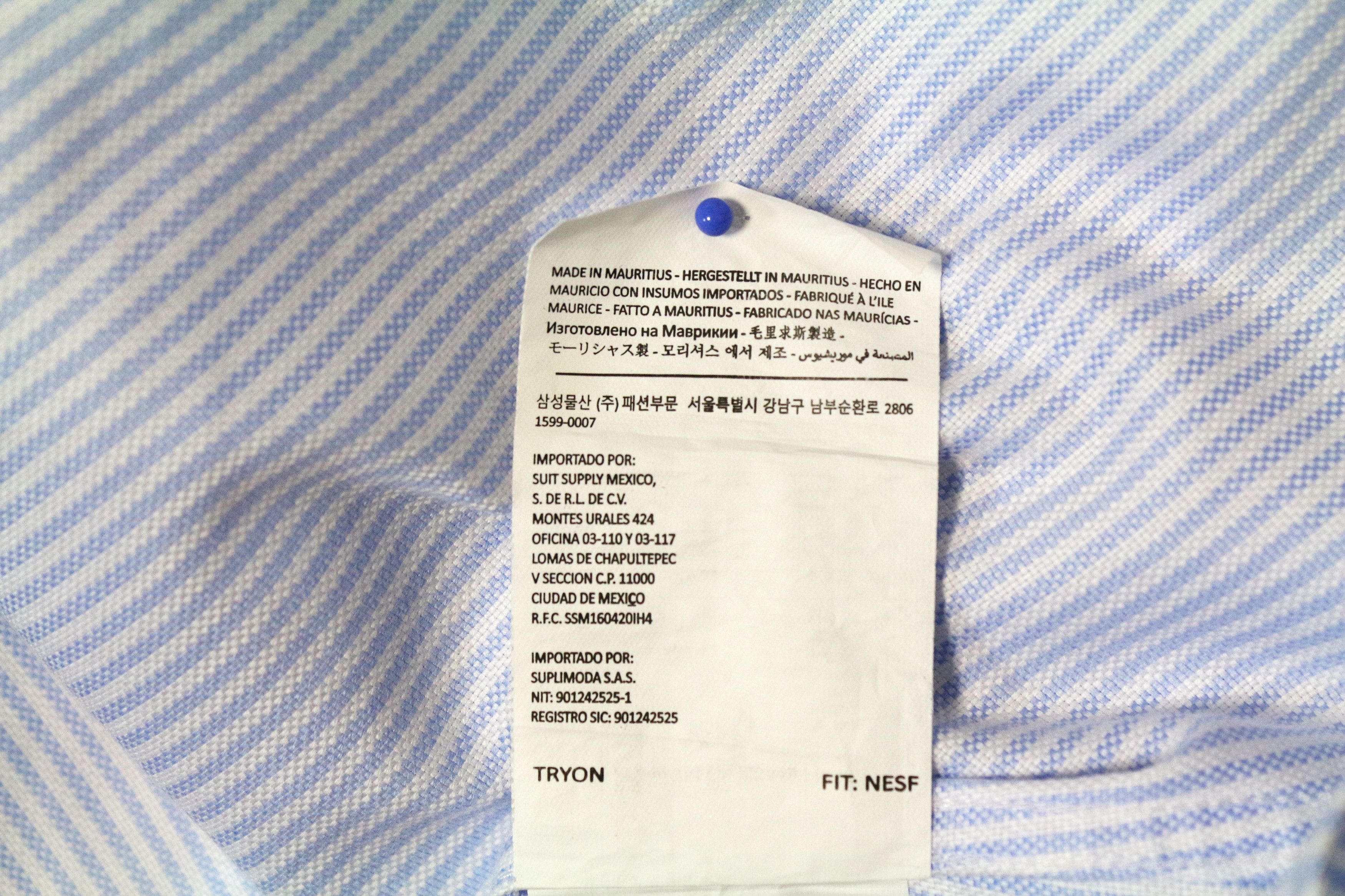 Suitsupply 35/13 1/2 Blue Striped Cotton Cutaway Shirt 74241 Size US S / EU 44-46 / 1 - 7 Thumbnail