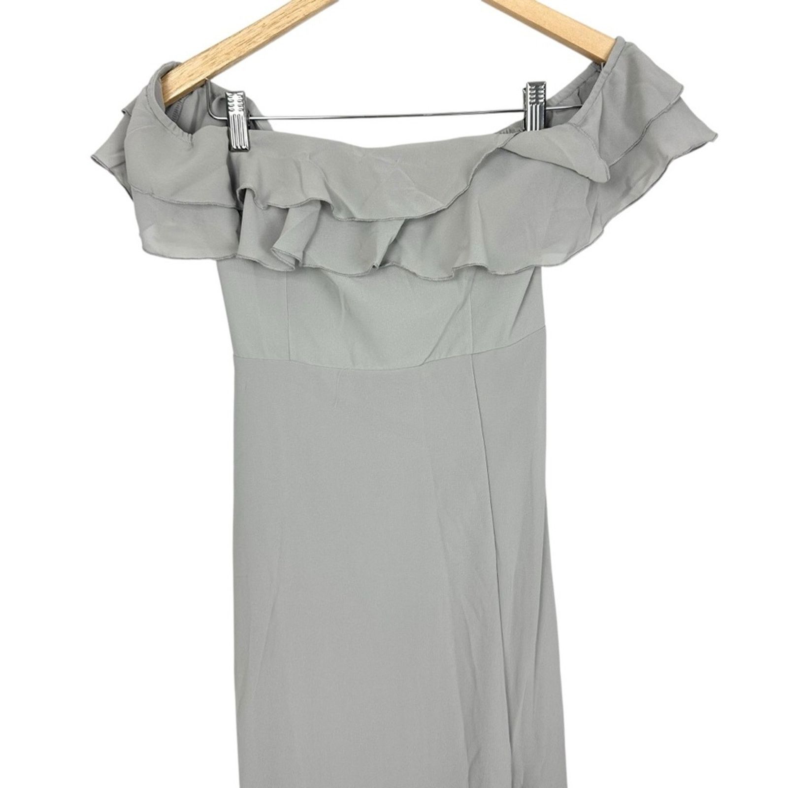 Show Me Your MuMu Show Me Your Mumu Emma Ruffle Maxi Dove Gray Sz Bridesmaid M Size M / US 6-8 / IT 42-44 - 7 Thumbnail