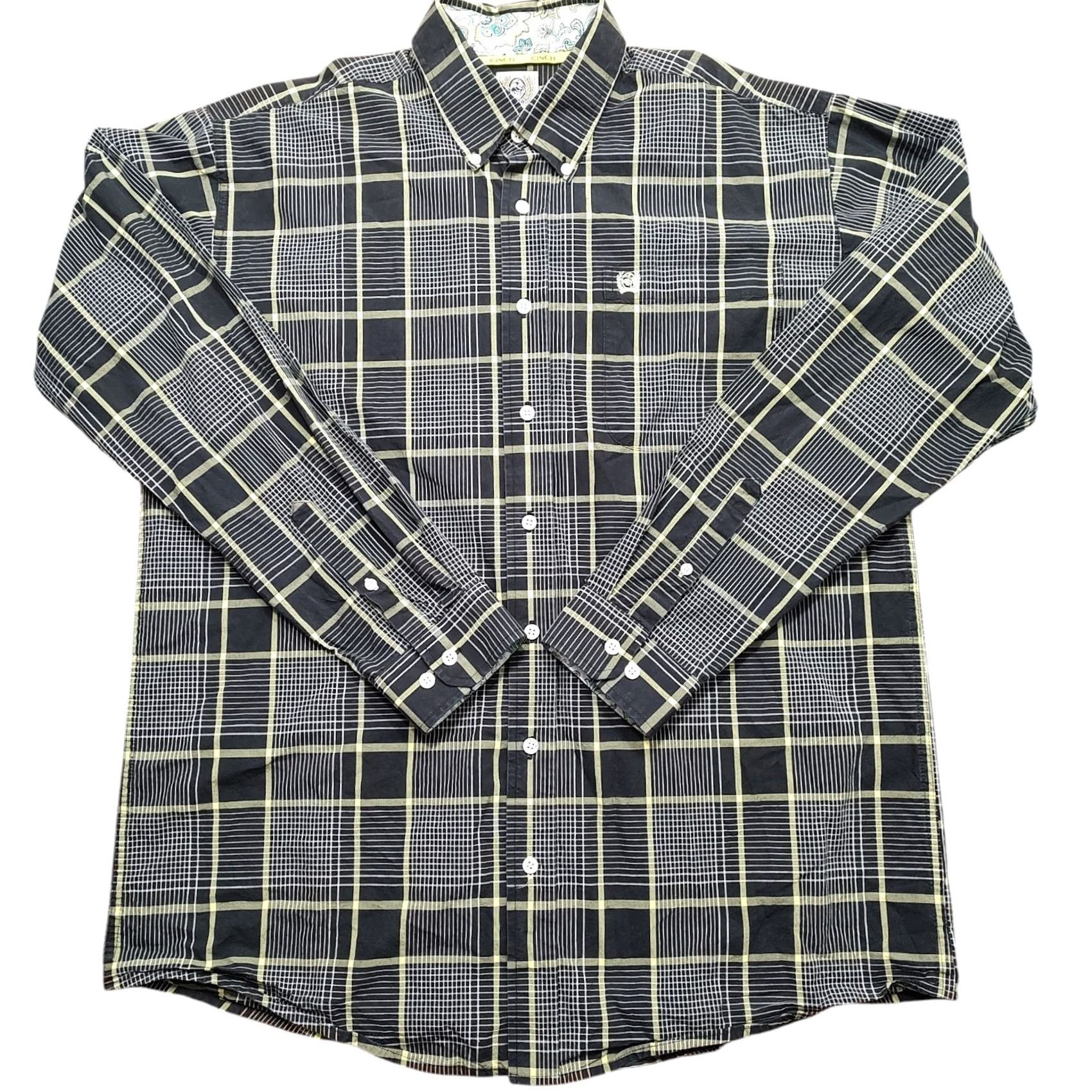 Vintage Cinch Shirt Black Plaid Western Cowboy 100% Cotton Button-Down Mens Medium Size US M / EU 48-50 / 2 - 2 Thumbnail