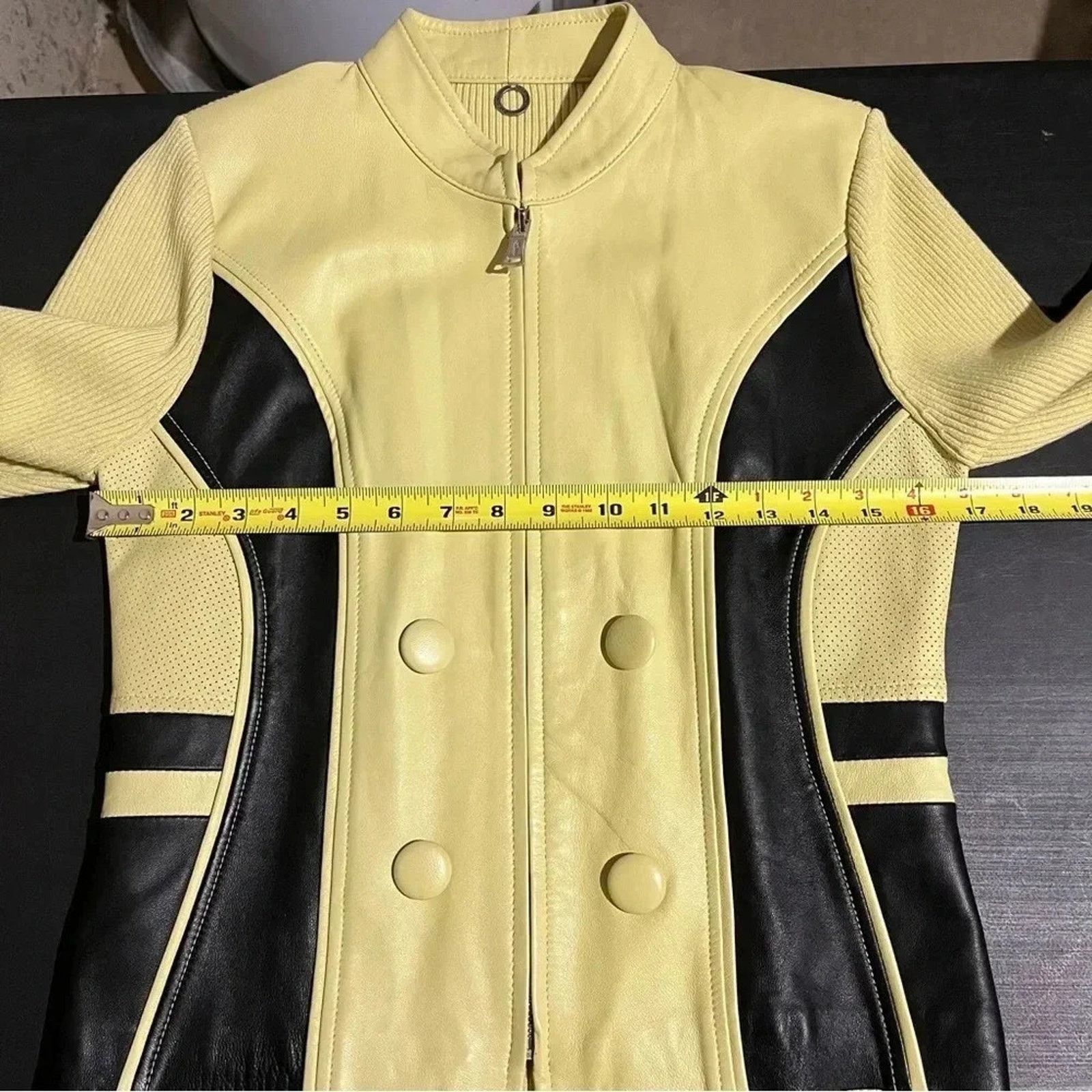 Other One Girl Who Green Black Leather Ribbed Stretch Jacket sz S Size S / US 4 / IT 40 - 7 Thumbnail