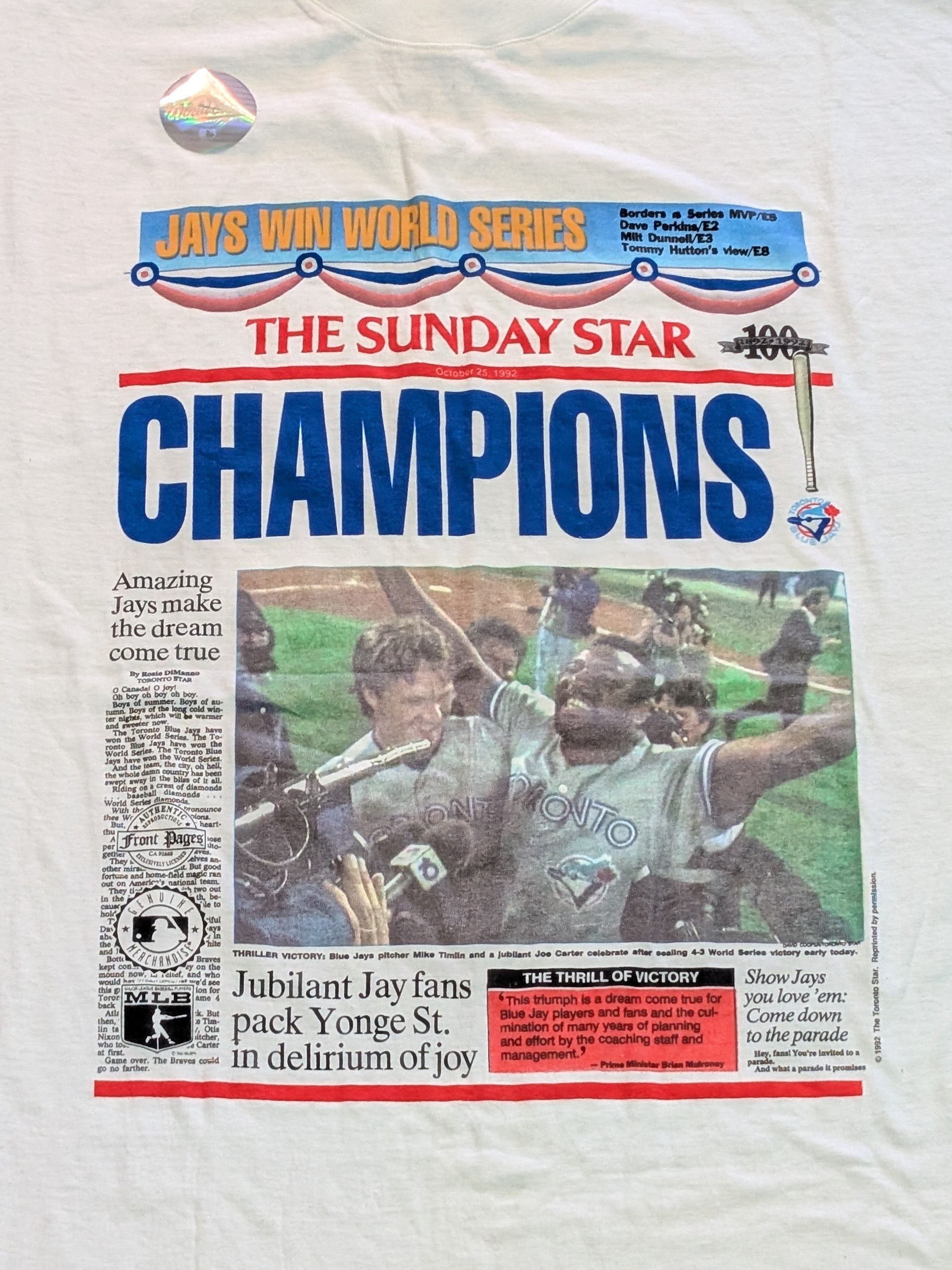 Other 1992 Sunday Star Toronto Blue Jays Champions T-Shirt (3) XL Size US XL / EU 56 / 4 - 2 Thumbnail