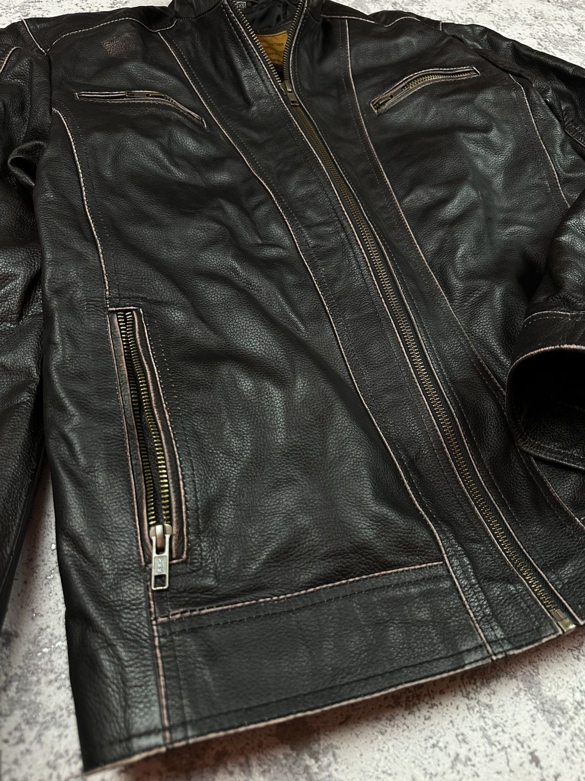 Leather Vintage Leather Jacket Moto Genuine Racing Y2K Motorcycle Size US S / EU 44-46 / 1 - 5 Thumbnail