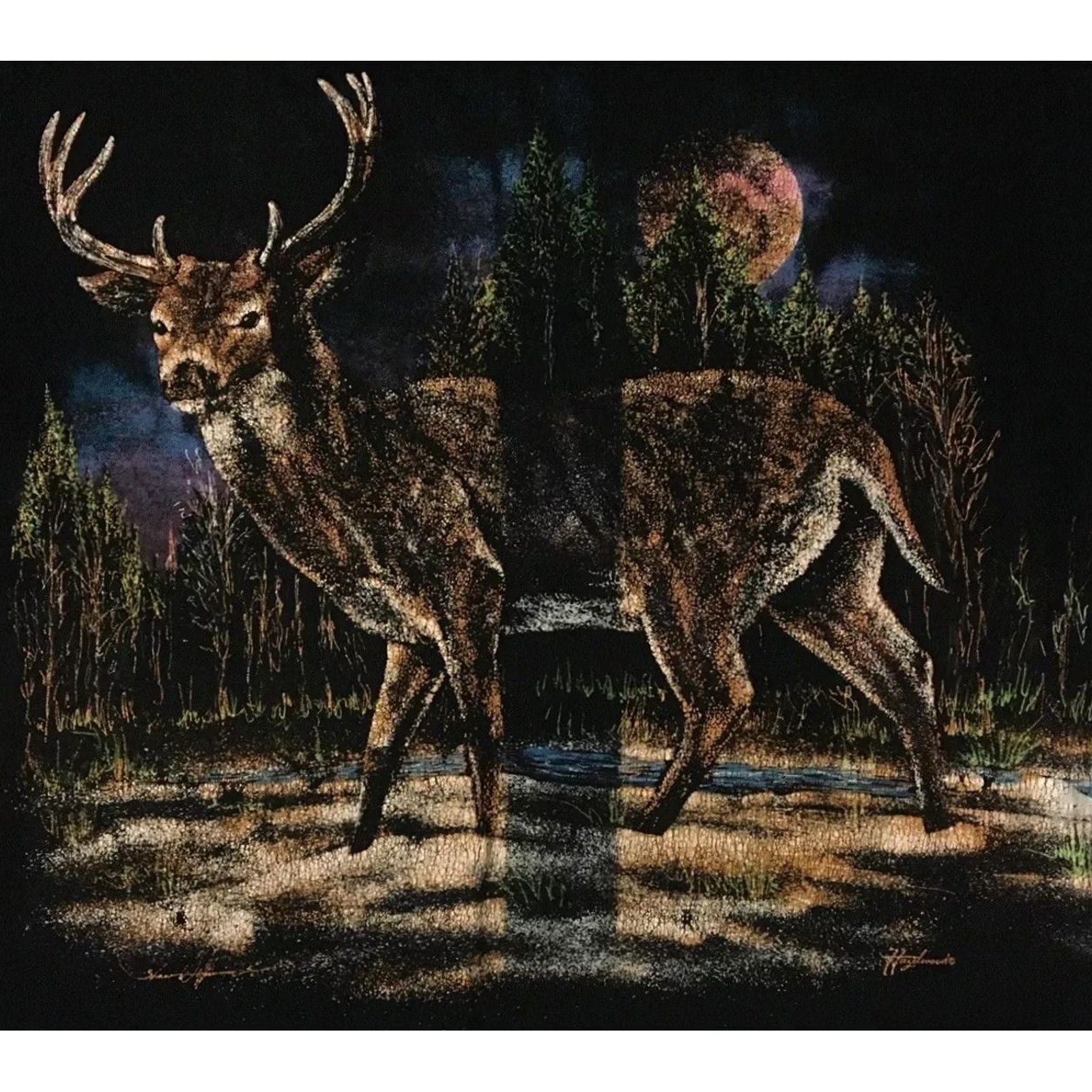 Vintage VINTAGE 90s Elk AOP Shirt L Single Stitch Nature Animal Art Grunge Biker 80s Blue Men Size US L / EU 52-54 / 3 - 3 Thumbnail
