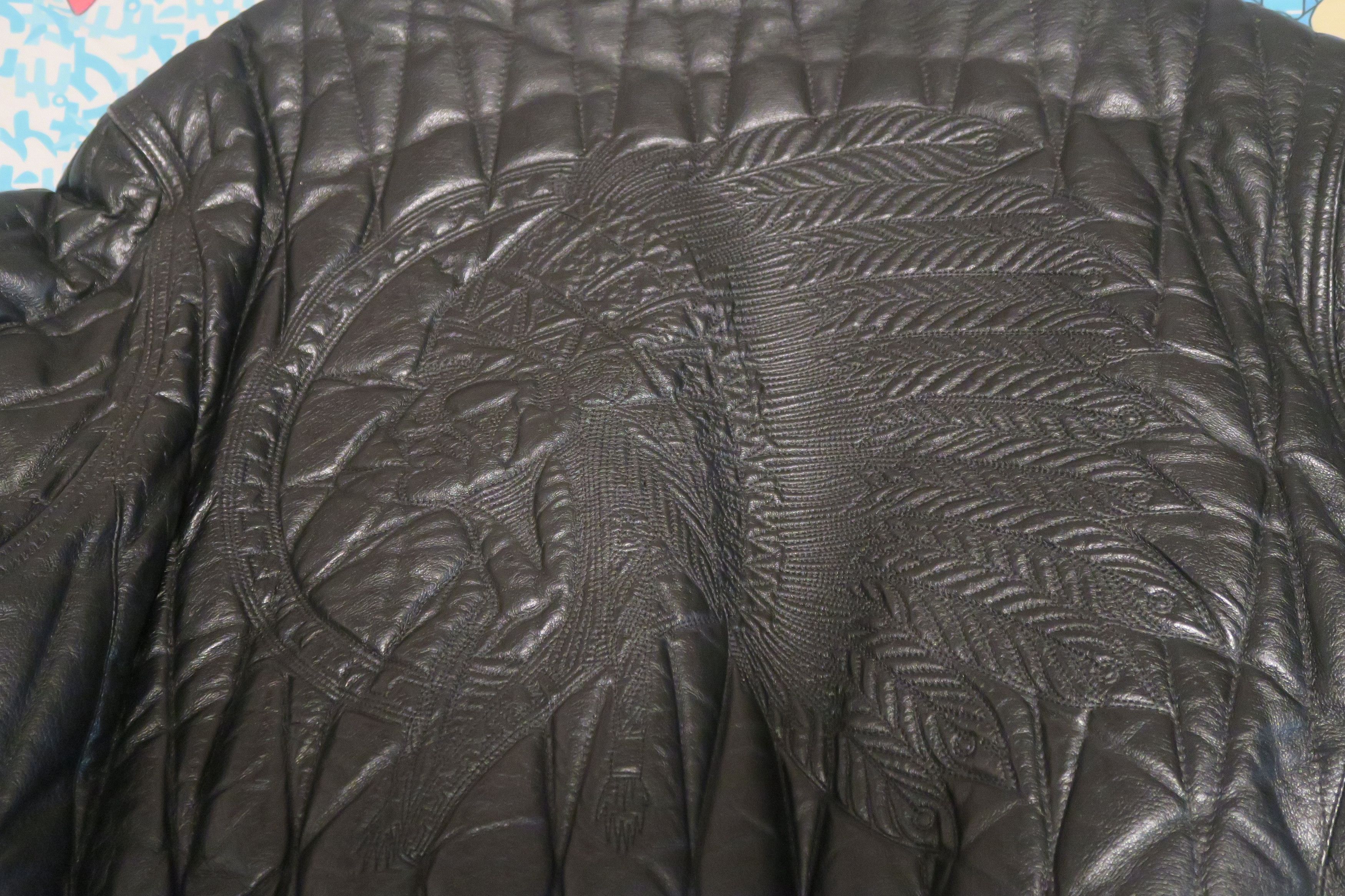 Genuine Leather × Vintage VTG 90s Max USA Leather Jacket Patterned Indian Head Size US XL / EU 56 / 4 - 2 Thumbnail