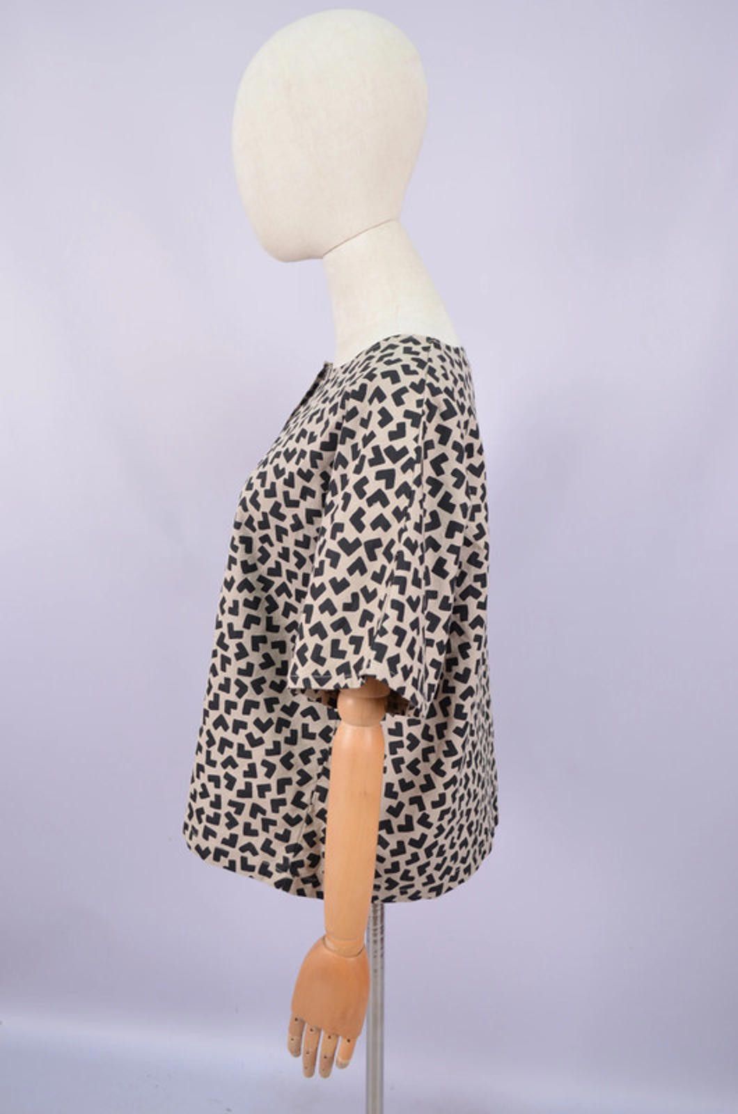 Designer Gudrun Sjoden Print Cotton Linen Tunic Shirt Size M Relaxed Size M / US 6-8 / IT 42-44 - 6 Thumbnail