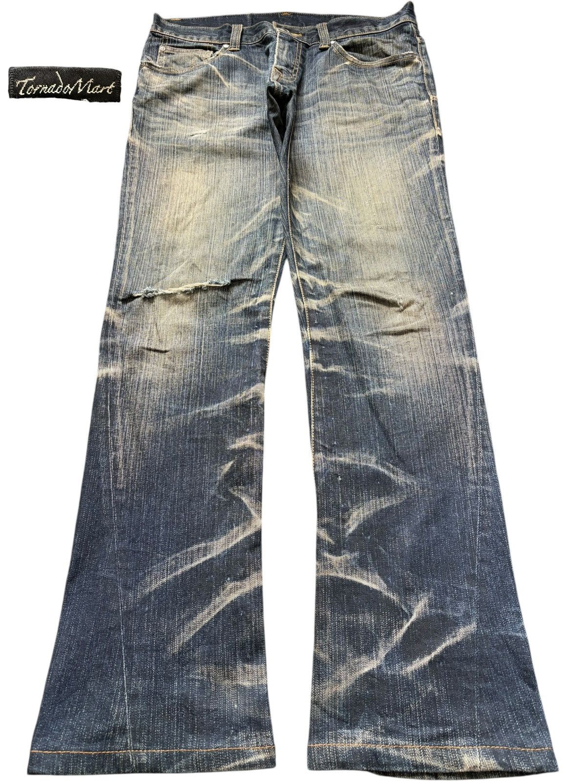Tornado Mart Vintage Tornado Mart Rusty Mud Wash Distress Flare Jeans Size 31" - 1 Thumbnail