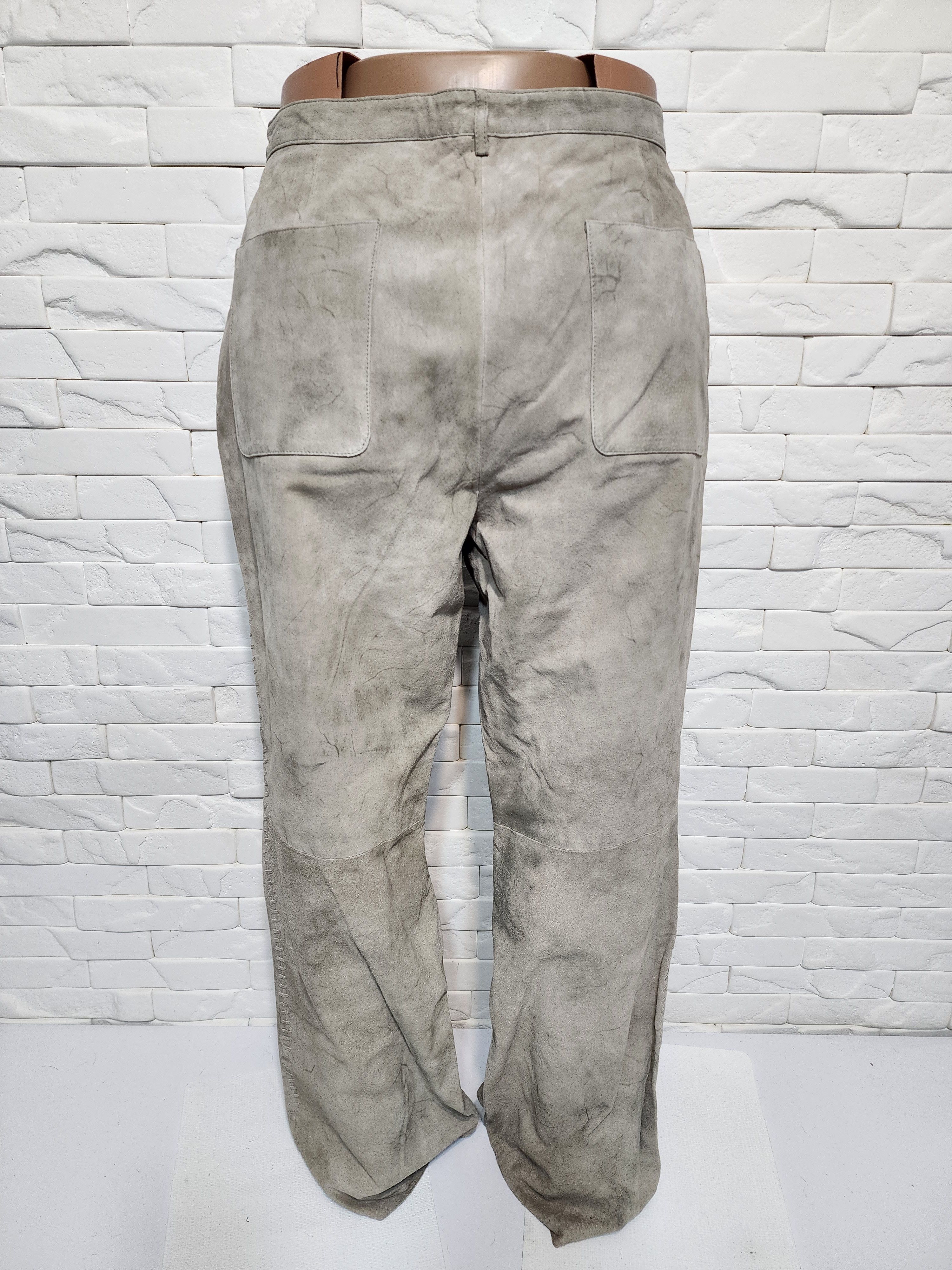 Genuine Leather Gray Leather Pants: Women's Genuine Suede Trousers Size 36" / US 14 / IT 50 - 3 Thumbnail