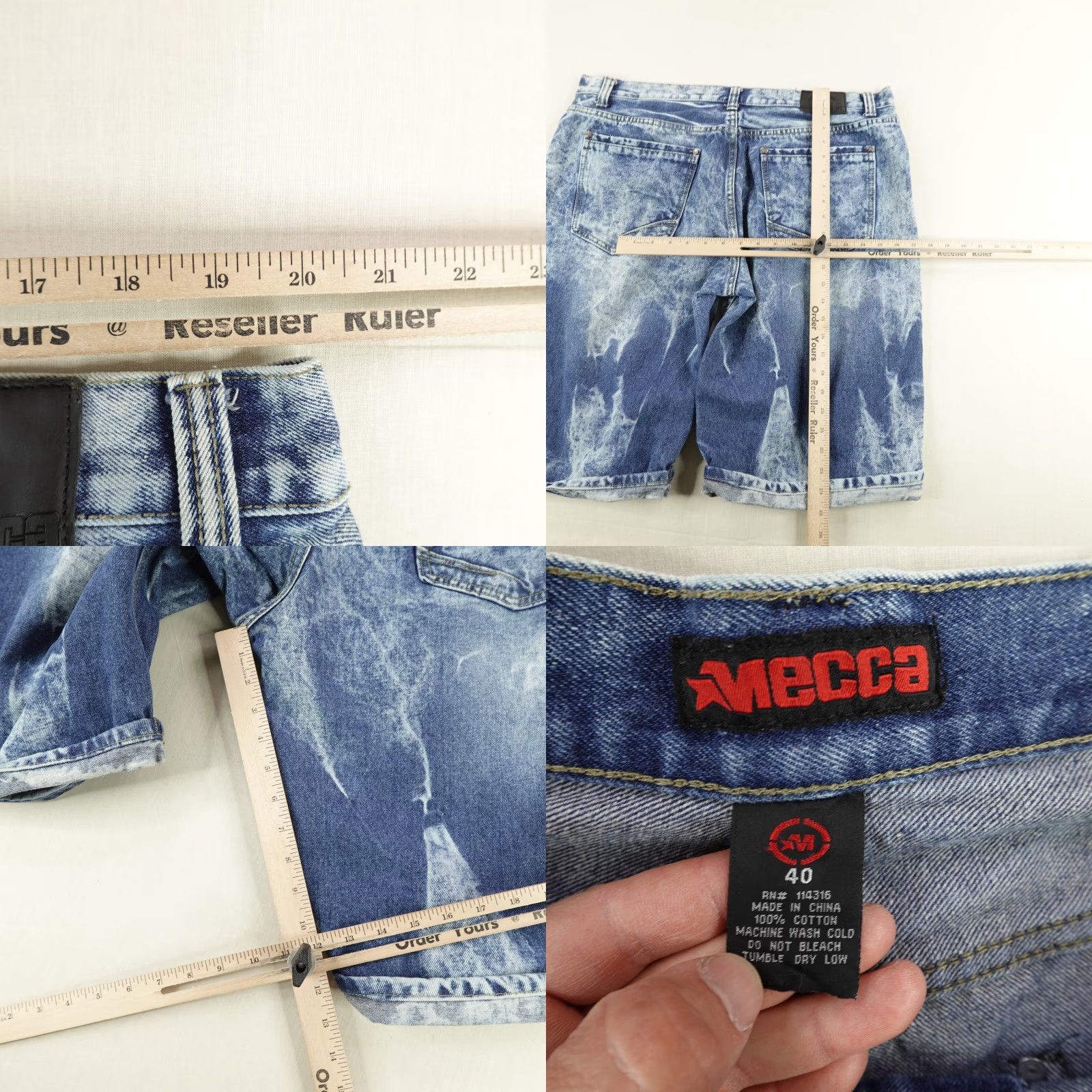 Vintage VINTAGE Mecca Shorts Mens 40 Blue Denim Jorts Distressed Baggy Faded 90s Hip Hop Casual Mens Regular Blue Denim Cotton Shorts Mecca 40 Mens Size US 40 / EU 56 - 8 Thumbnail