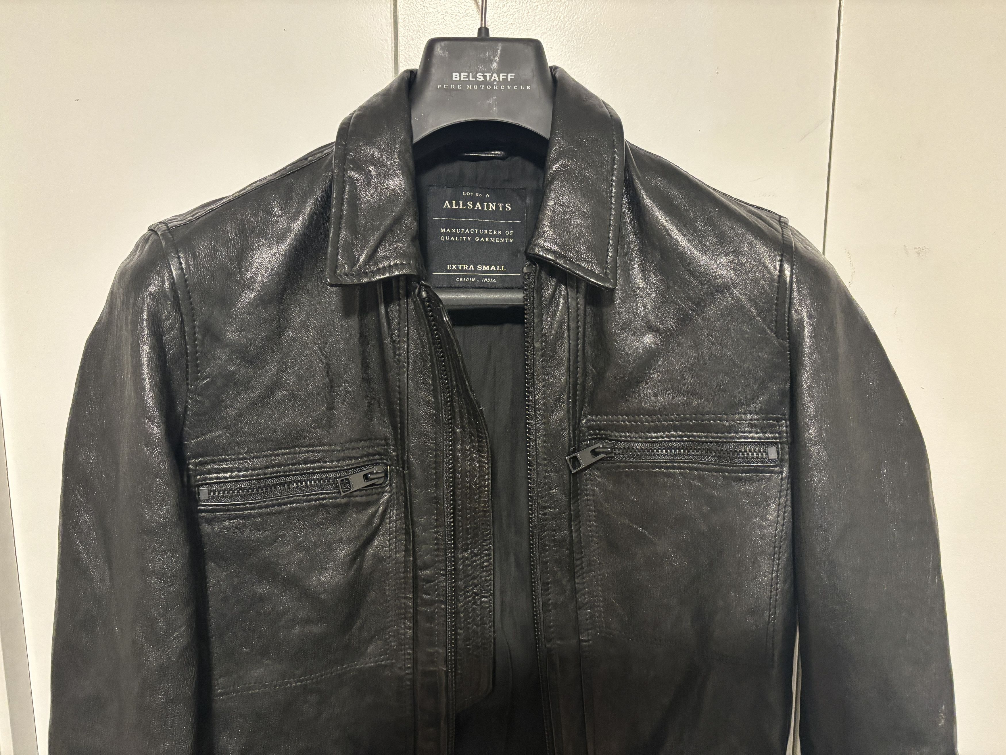 Allsaints $625 Black Leather Track Jacket - XS - Small Size US XS / EU 42 / 0 - 6 Thumbnail