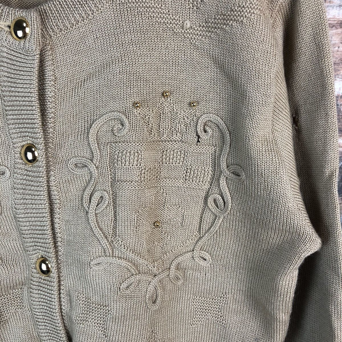 Japanese Brand White Itariyard Brown Patterned Cardigans #A1697 Size US S / EU 44-46 / 1 - 10 Thumbnail