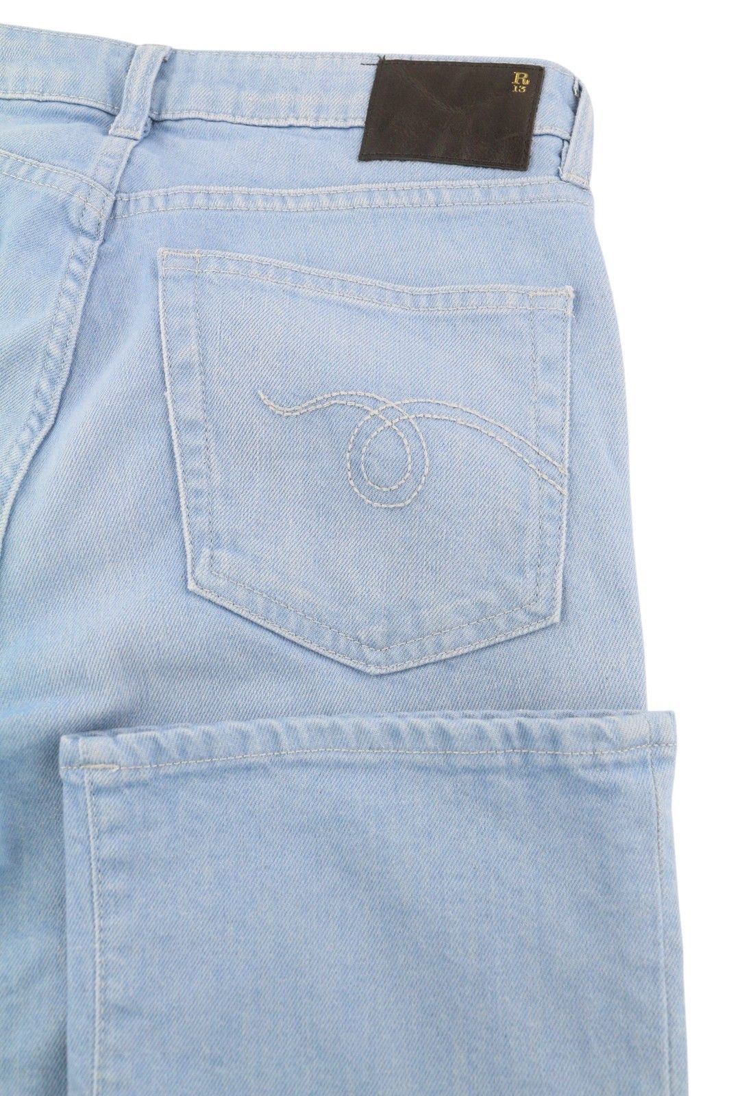R13 KICK 29 Ankle Length Cropped Washed Baby Blue 84459 Size 29" - 6 Thumbnail